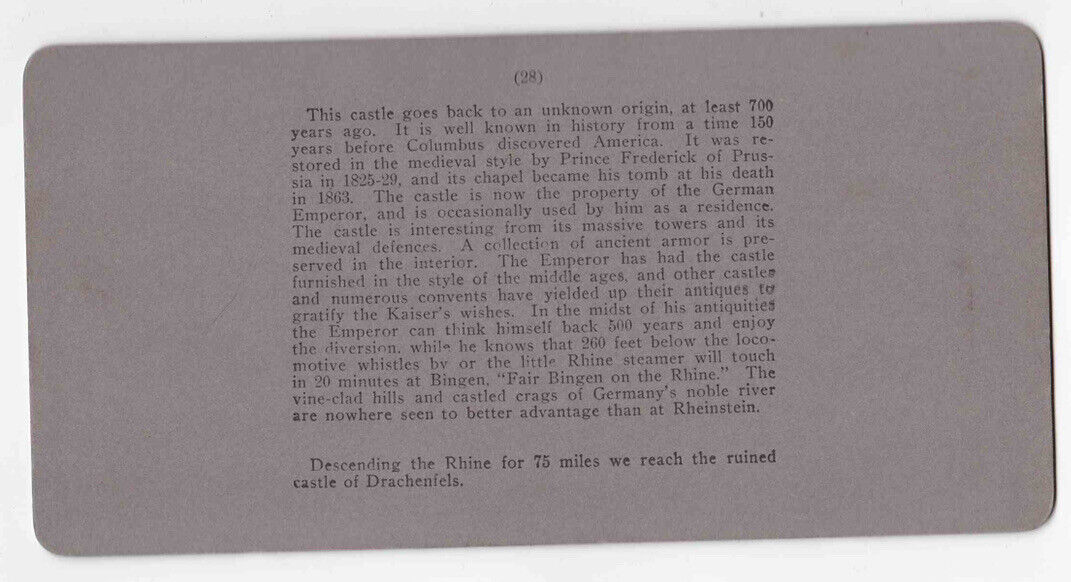 Antique 1904 Castle Rheinstein, Gunner's Watch, Trechtingshausen Photo Card P086