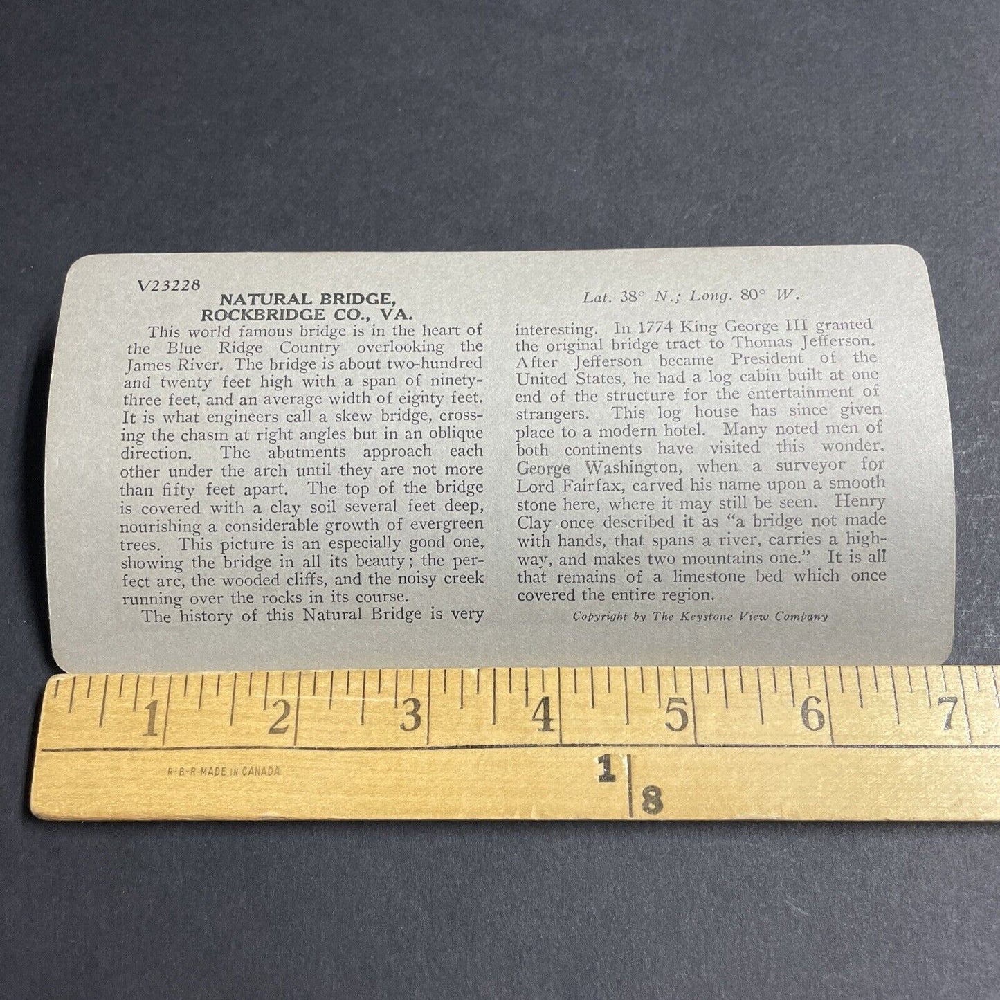 Antique 1920s Natural Stone Bridge Rockbridge VA Stereoview Photo Card P4837