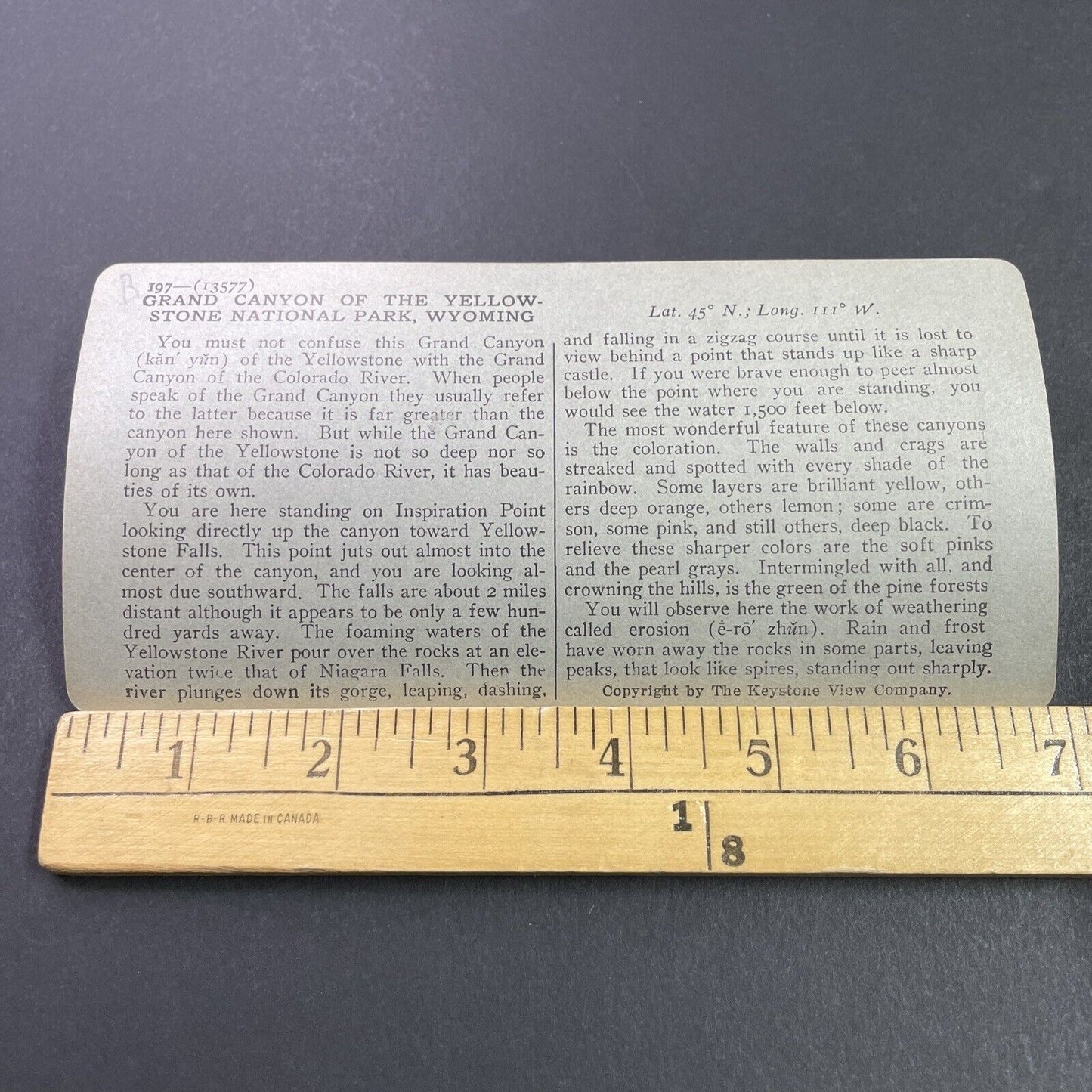 Antique 1910s Grand Canyon Yellowstone National Park Stereoview Photo Card P3678