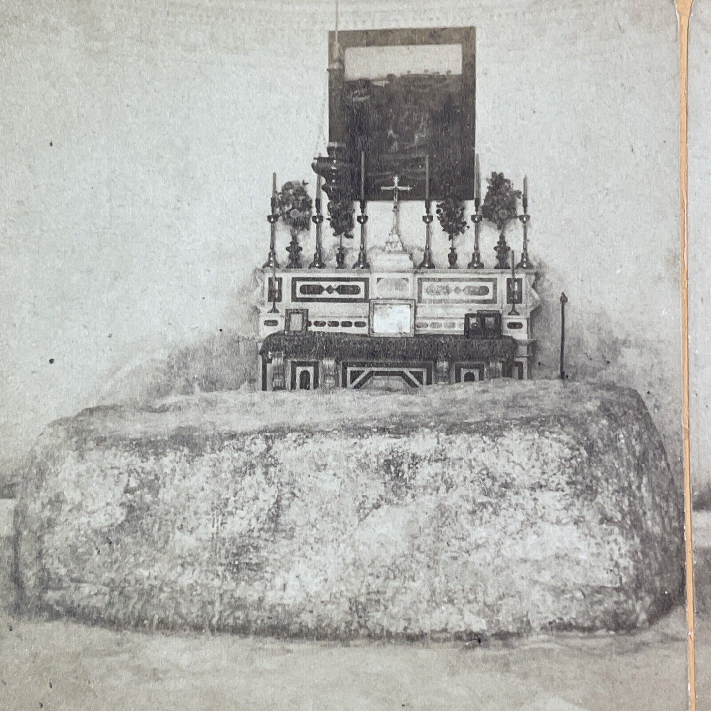Mensa Christi Church Nazareth Israel Stereoview Antique c1875 X1820
