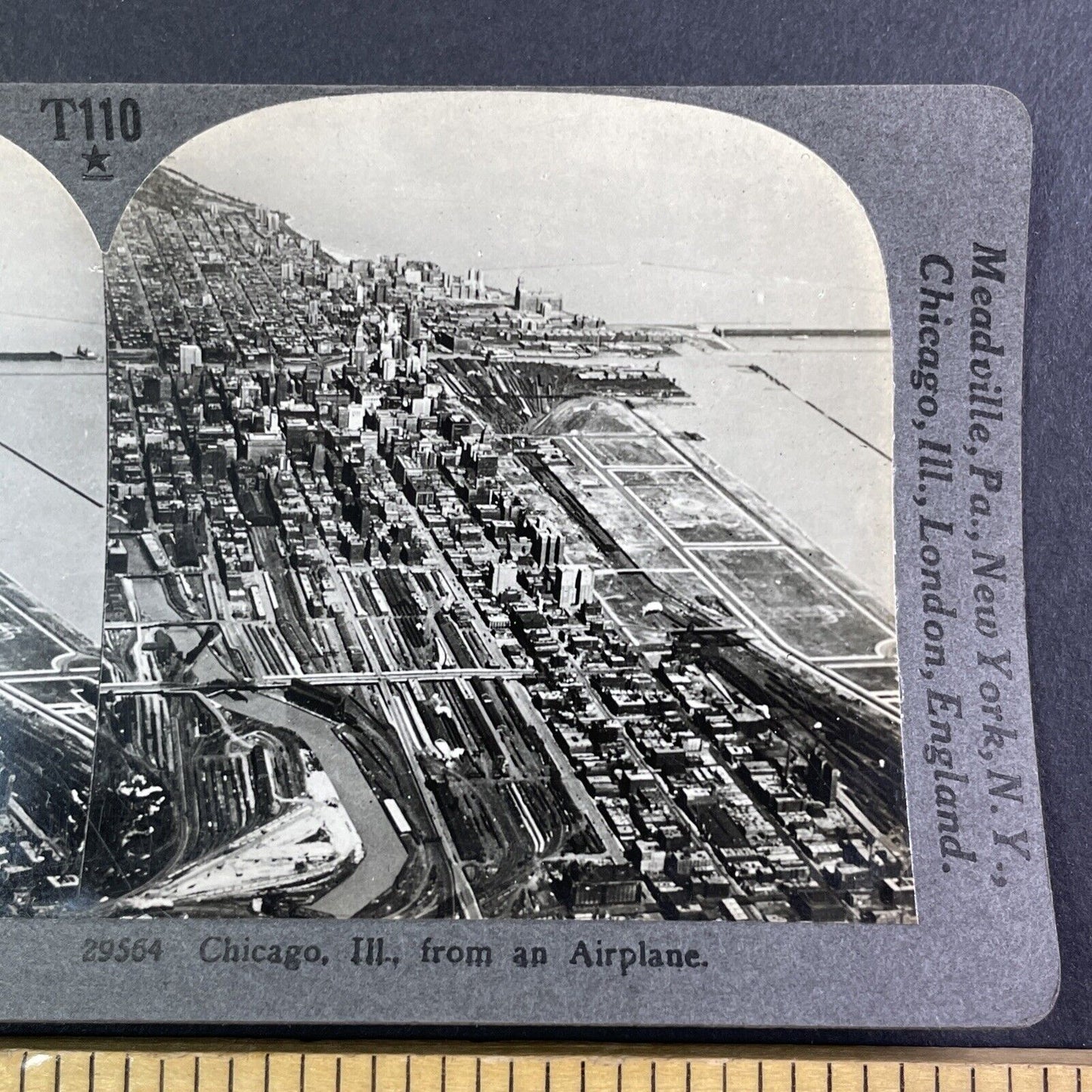 Chicago Illinois Aerial View Stereoview Antique c1920s Y982