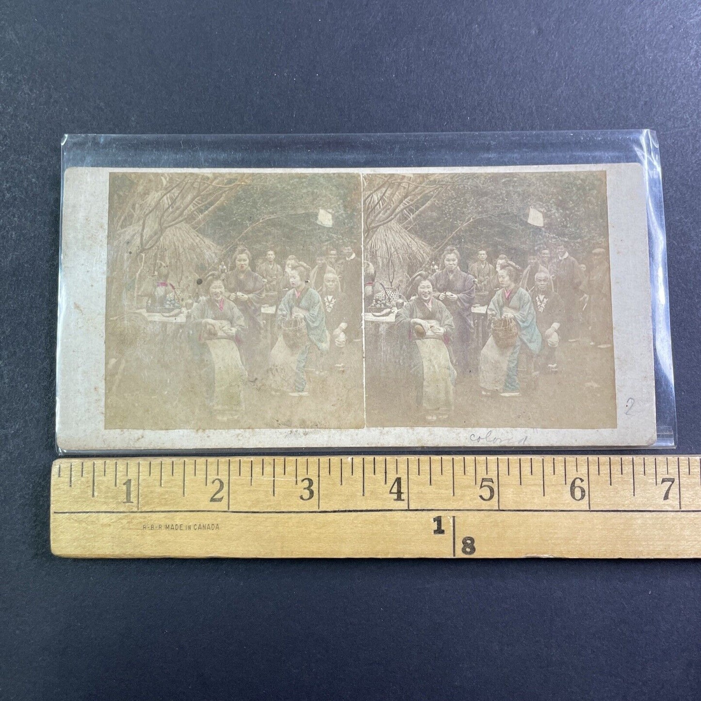 Japanese Women Drinking Tea Stereoview Early Japan Photo Antique c1860 X1541