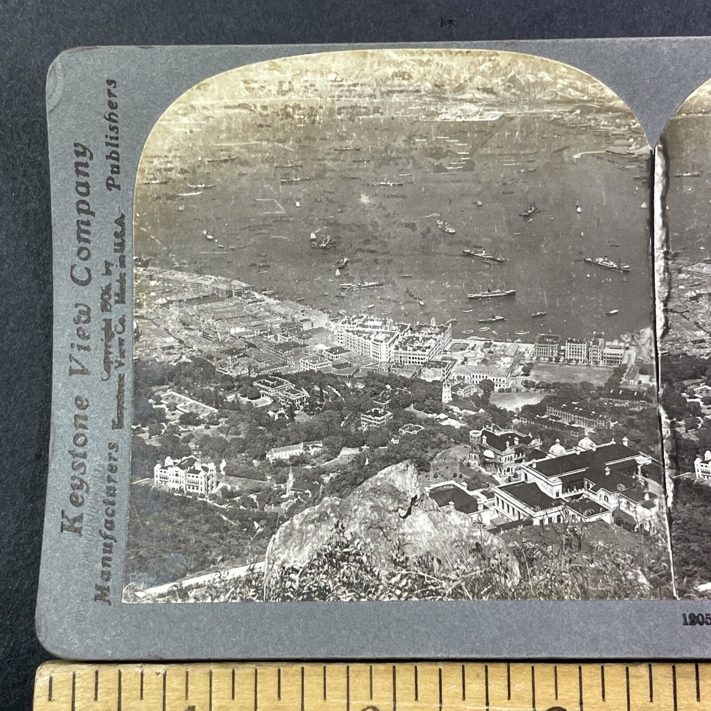 City Of Hong Kong China Stereoview City And Harbor View Antique c1905 X2706
