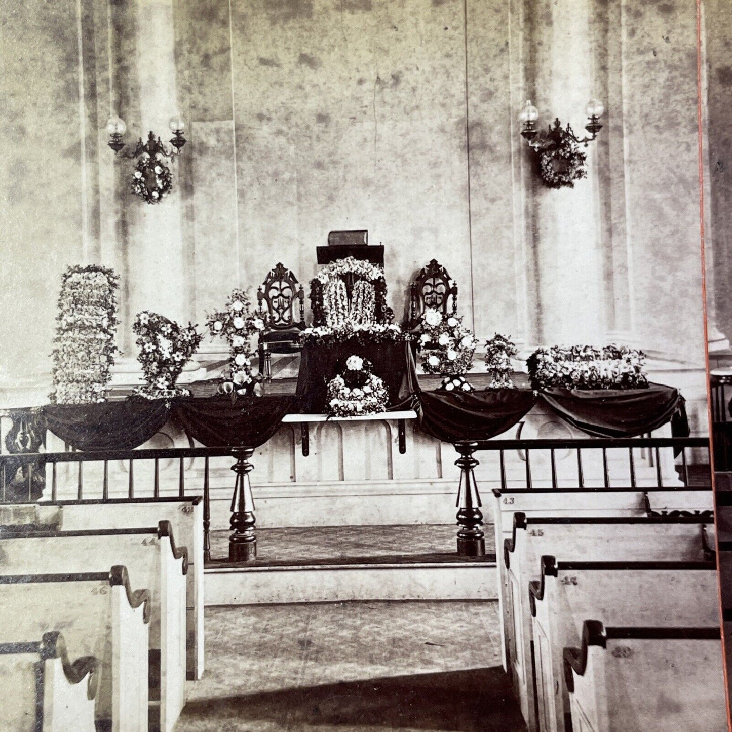 Funeral Flowers Rochester NY Stereoview Seorim Swaine Photo Antique c1869 X866