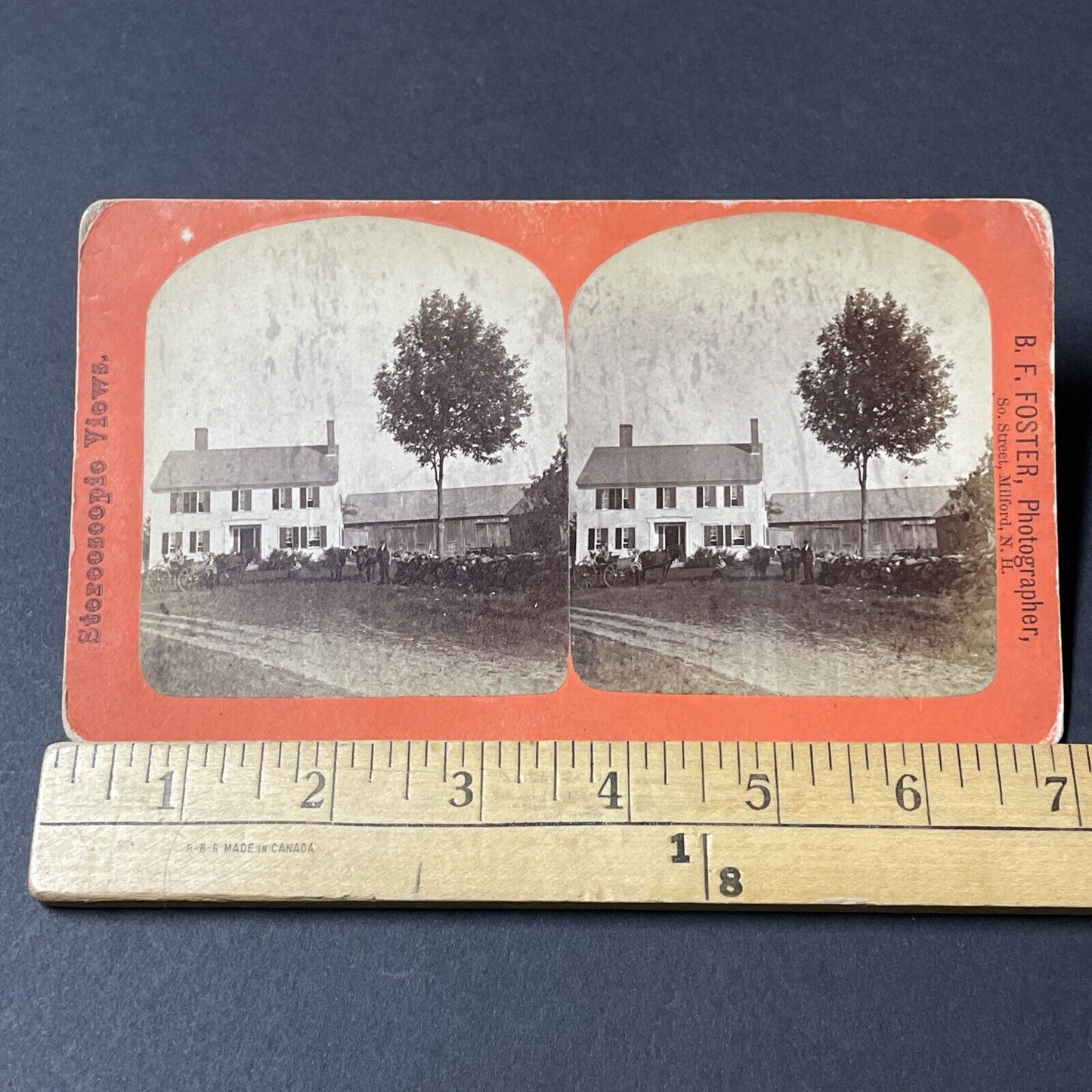 Antique 1860s Homestead Home Milford New Hampshire Stereoview Photo Card V1836