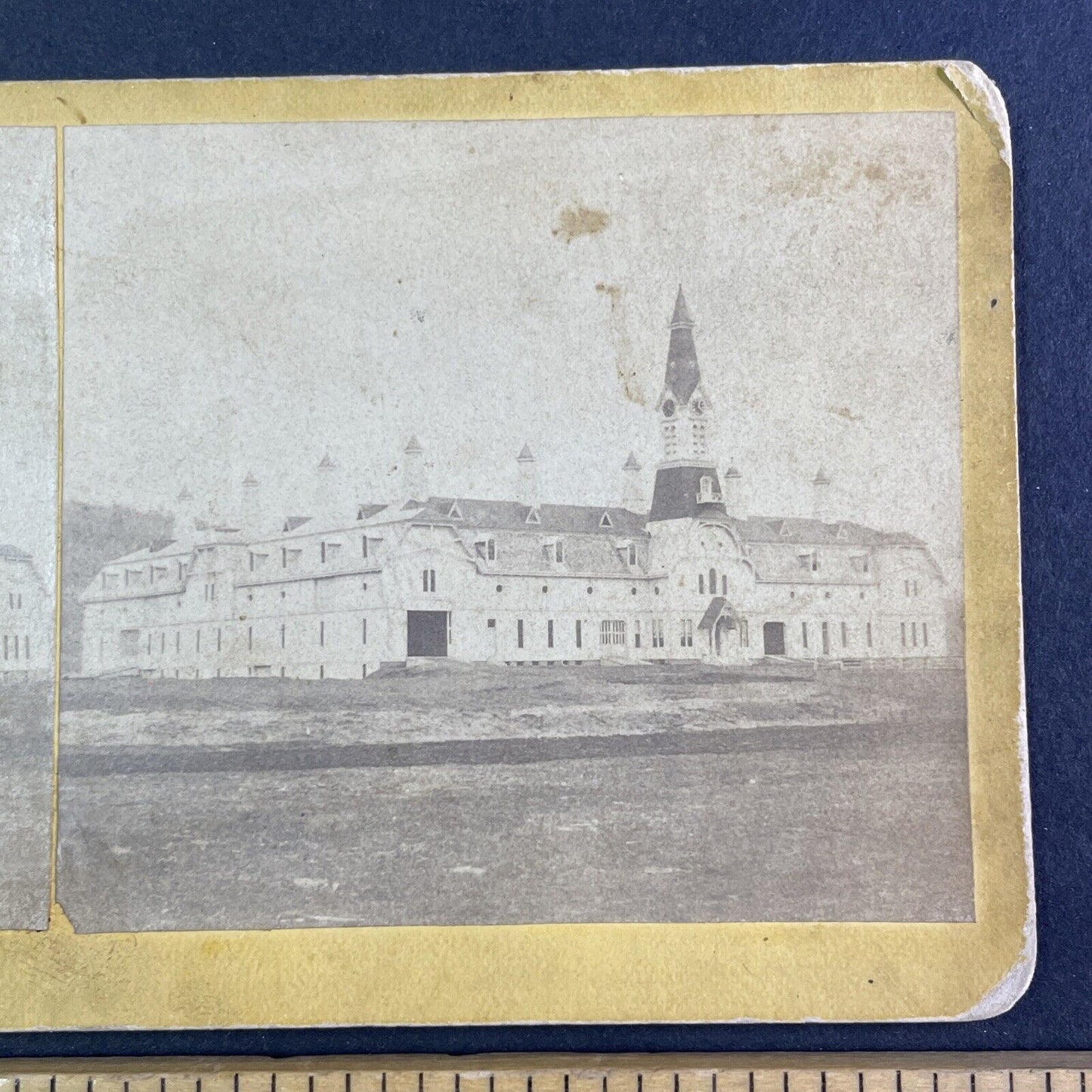 Houghton's Folly Barn Orford New Hampshire Stereoview Antique c1878 Y2264