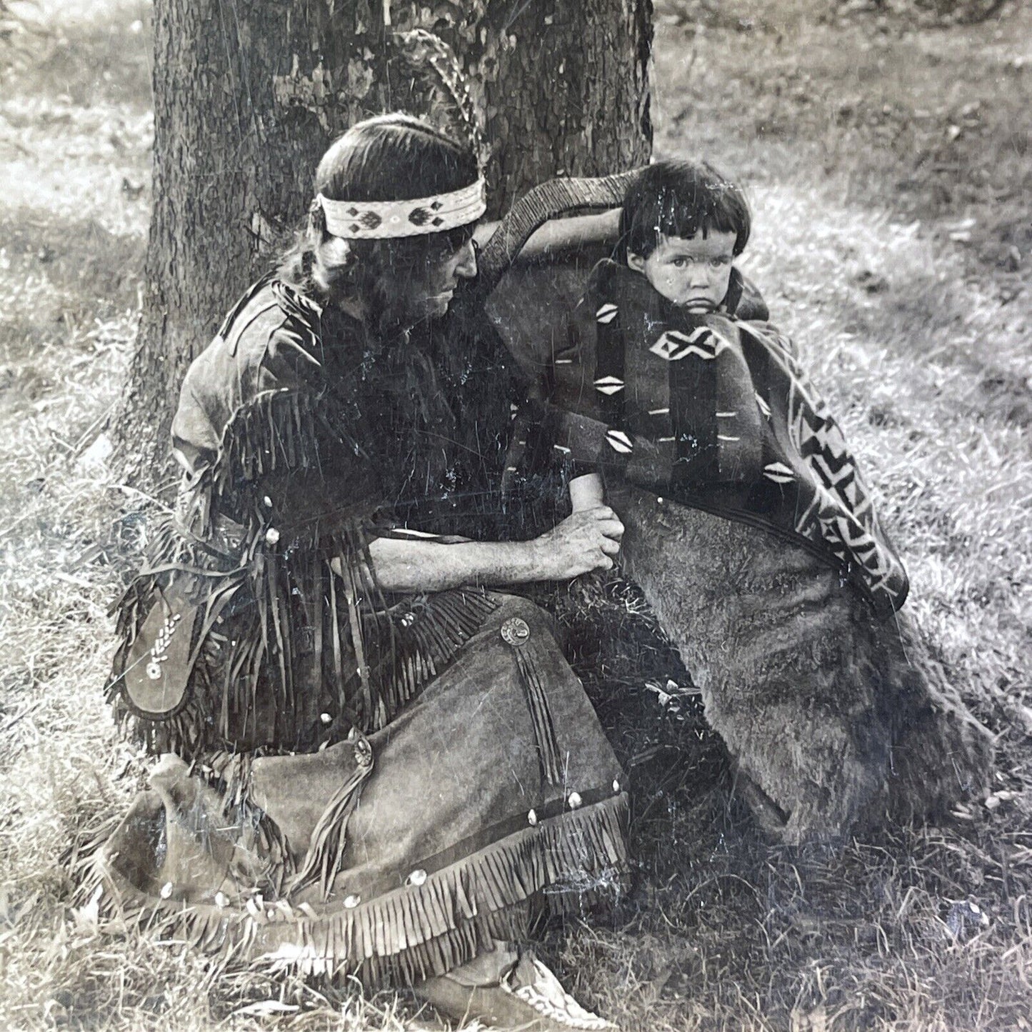 Native American Indian Mother and Child Stereoview Northern Michigan c1899 Y1220