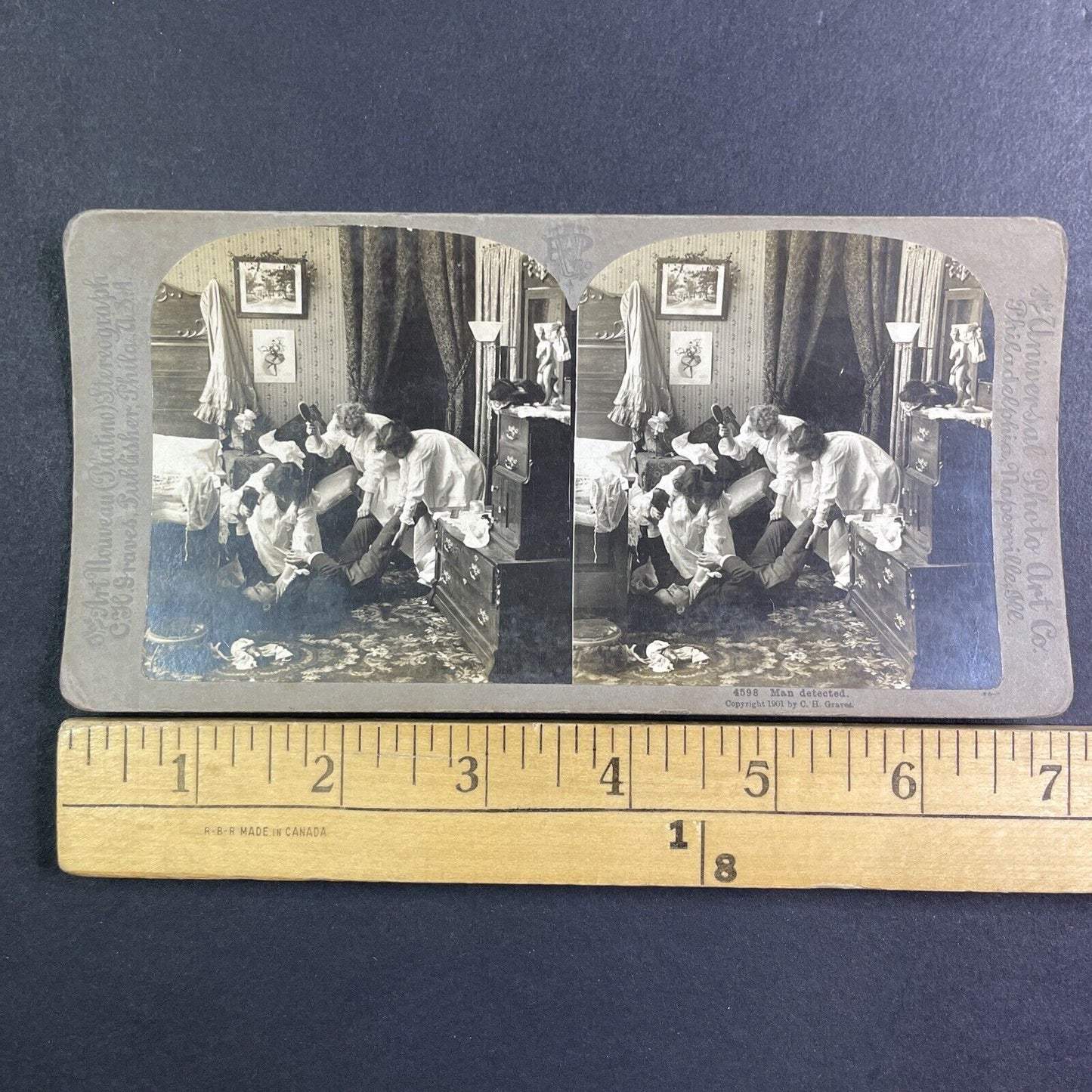 Lot of 4 Intruder Series #4596-4599 Stereoview C.H. Graves Antique c1903 Y1230