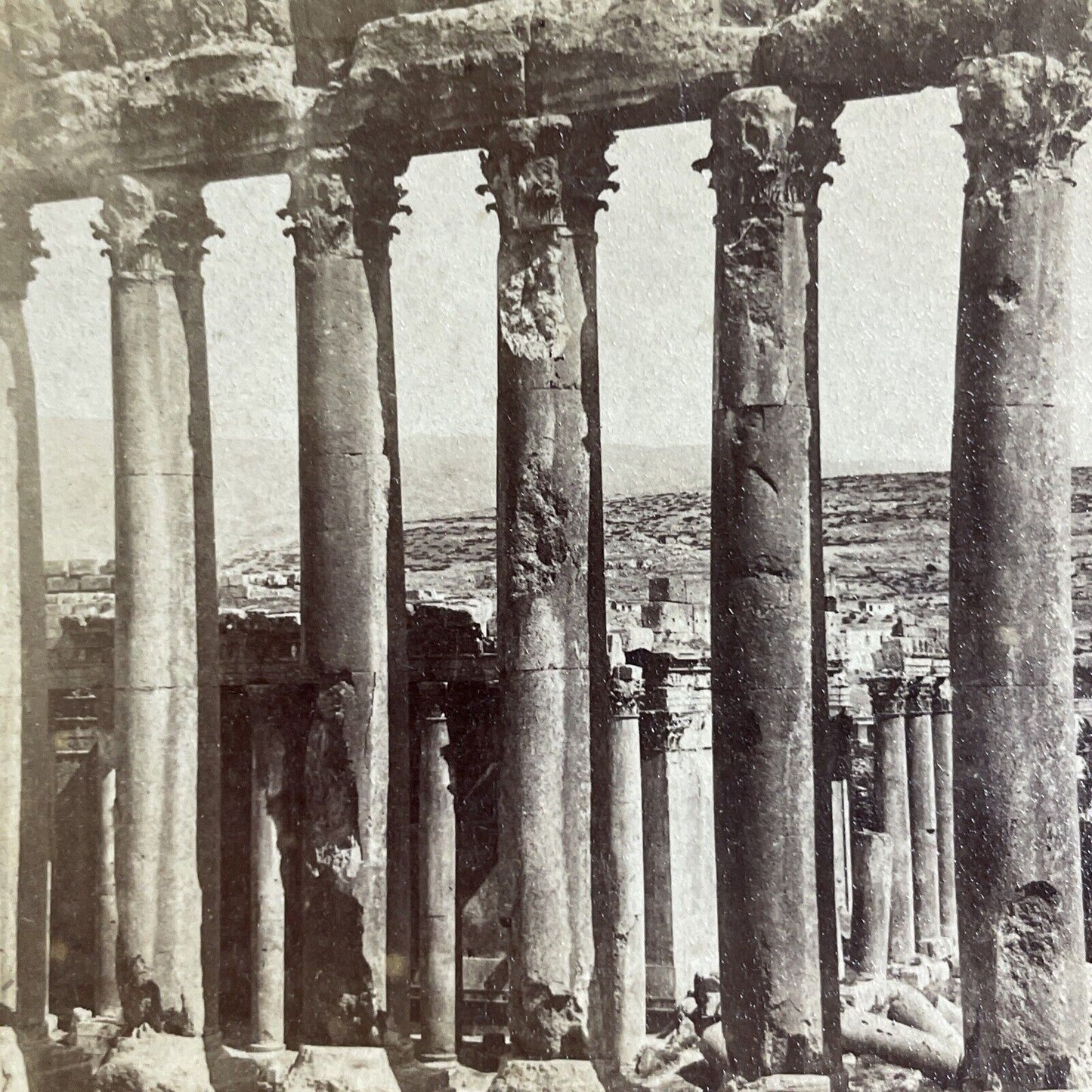 Antique 1900 Temple Of Bacchus Baalbek Lebanon Stereoview Photo Card P4186