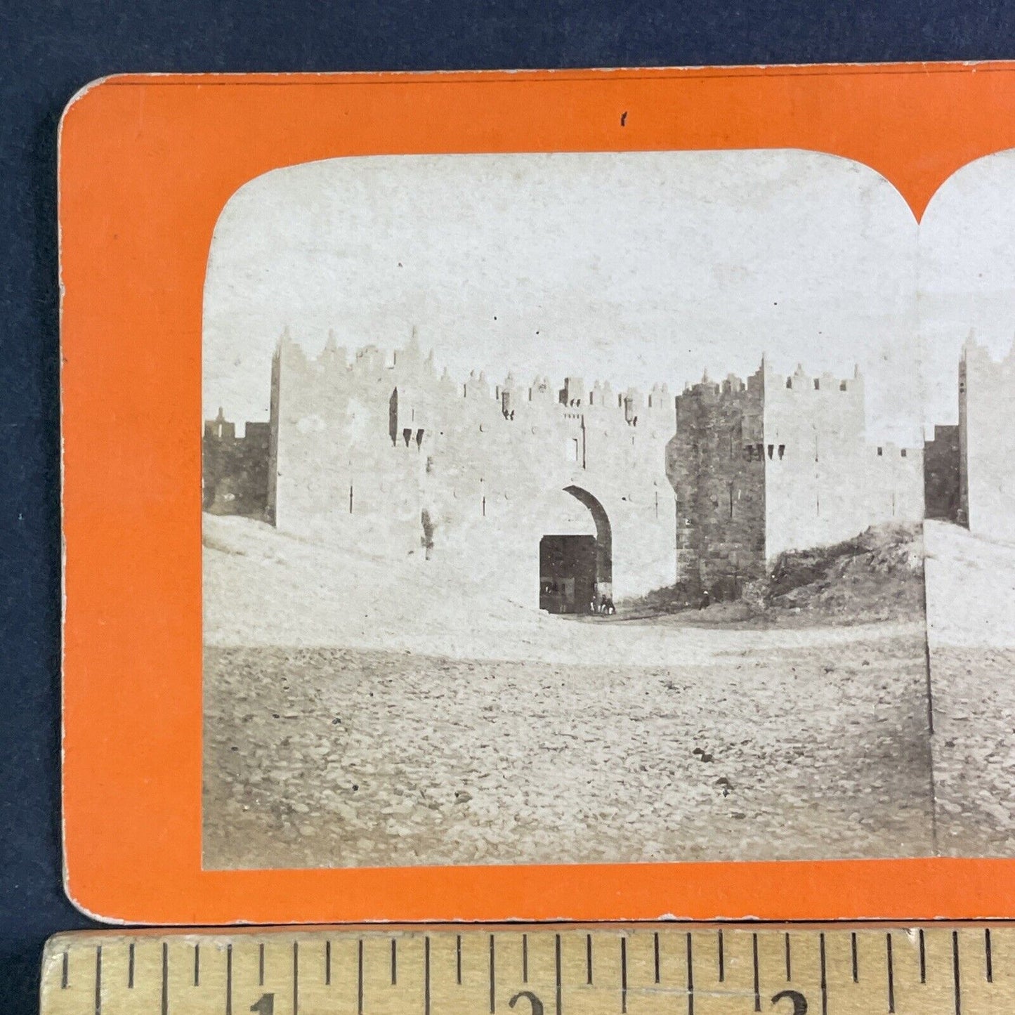 Damascus Gate Jerusalem Israel Stereoview Louis Rabaud Antique c1860 X3186