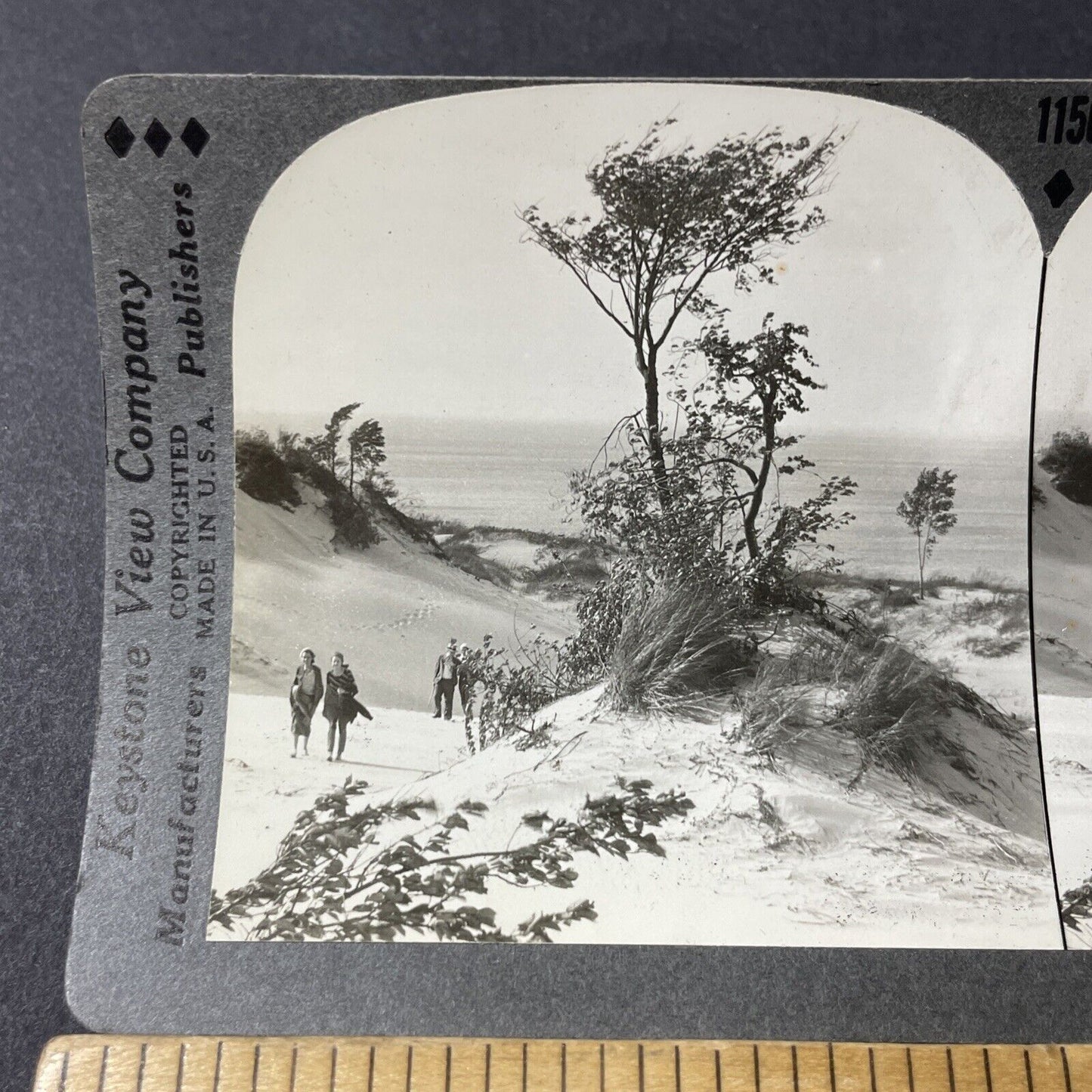 Antique 1920s Dune Acres Indiana Lake Michigan Stereoview Photo Card V2602