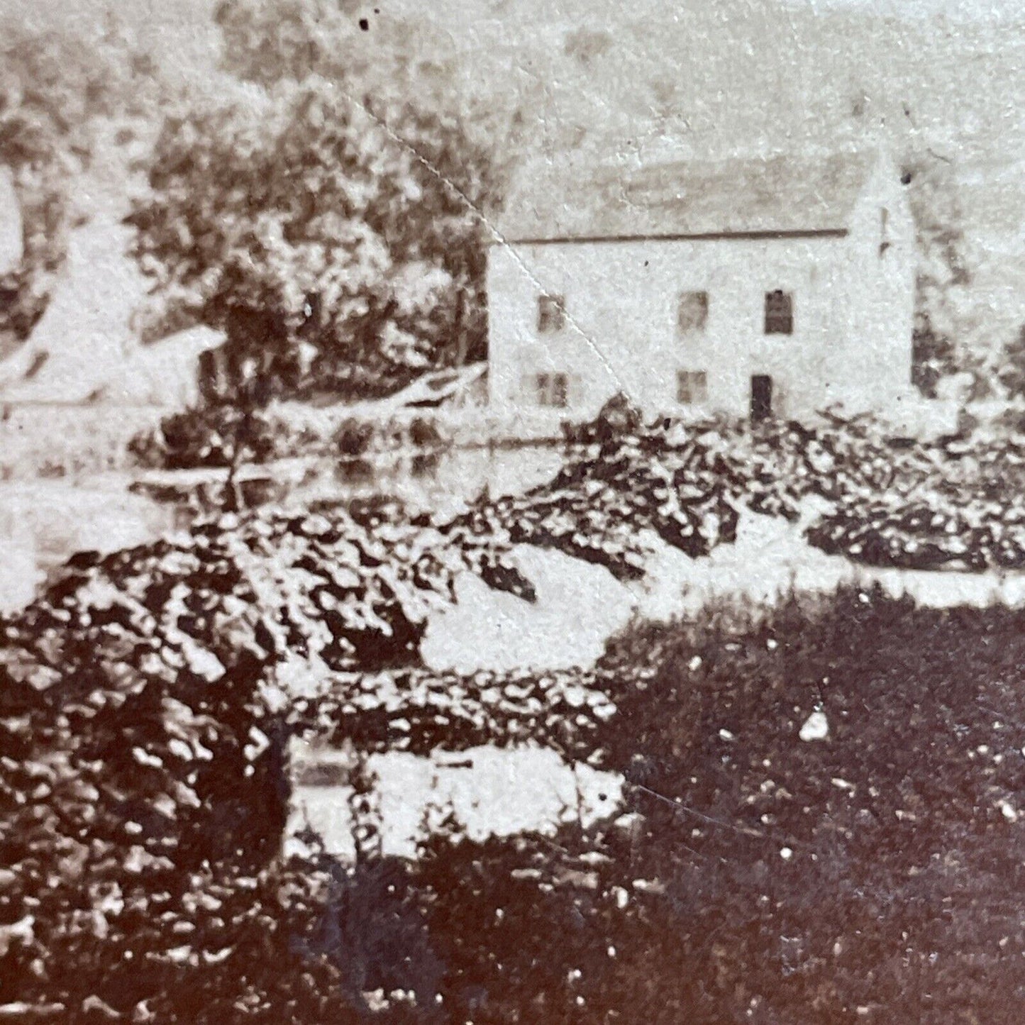 Antique 1864 Construction Of Millers Dale Derbyshire Stereoview Photo Card P2087