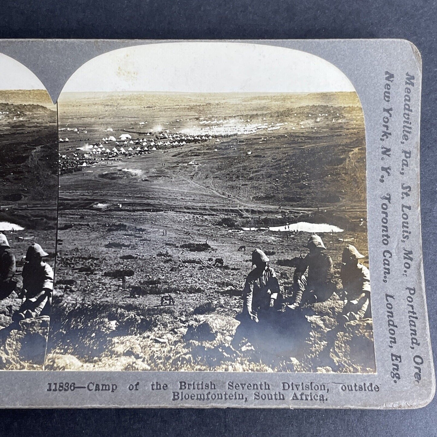 Antique 1900 Boer War Soldiers & Camp South Africa Stereoview Photo Card P1031