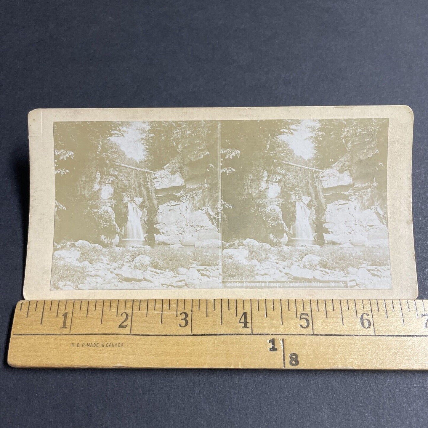 Antique 1880s Fawns Leap Haines Falls New York Stereoview Photo Card P4844