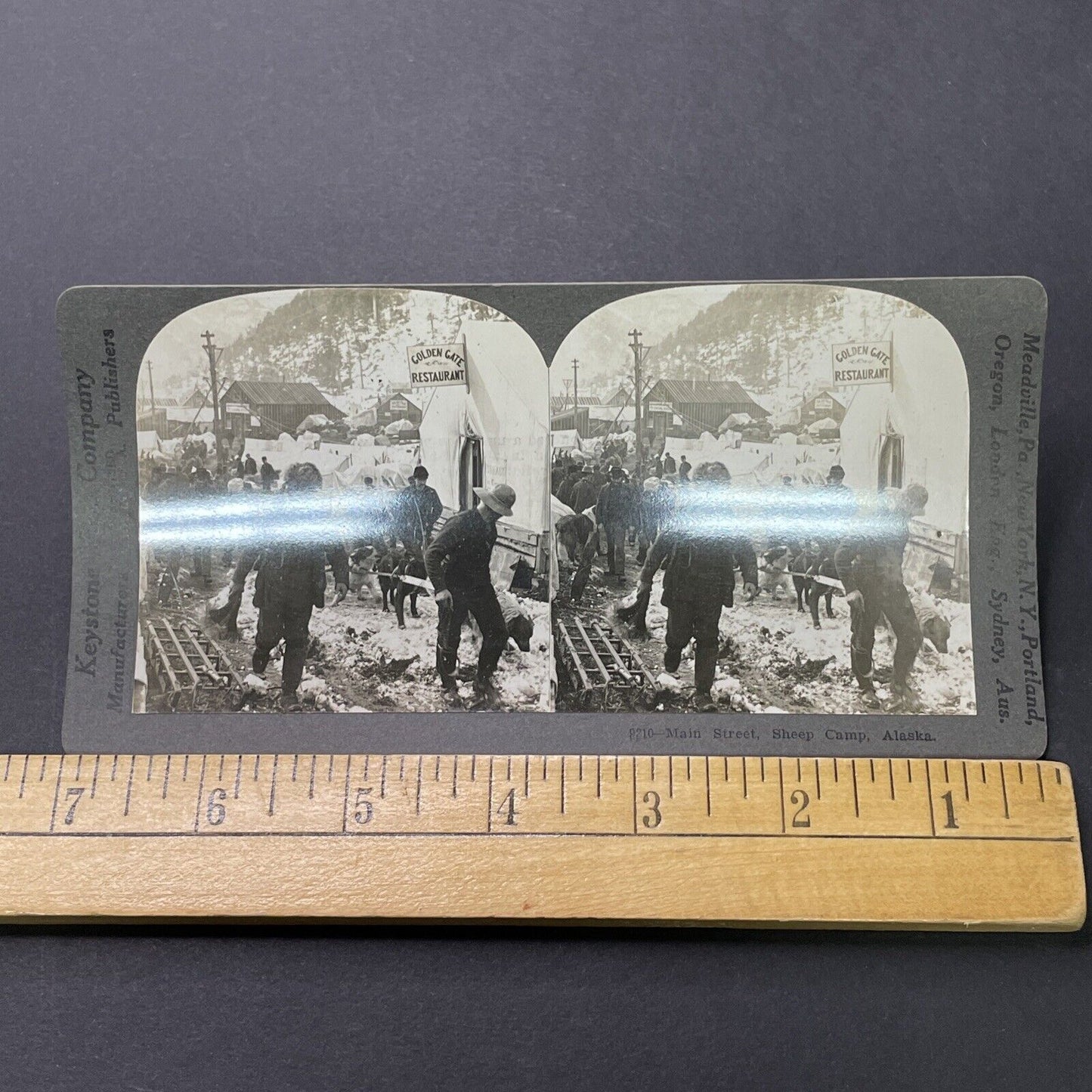 Antique 1900 Gold Rush Boom Town Near Skagway Alaska Stereoview Photo Card P2320