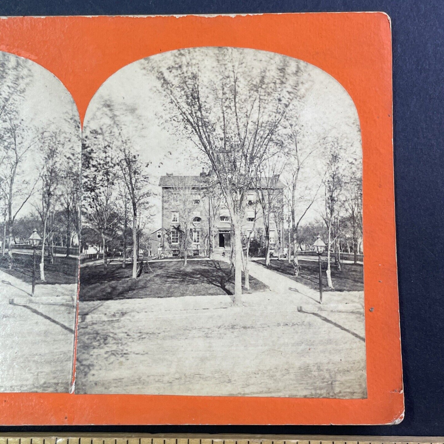 School House Elgin County Ontario Stereoview Canada Antique c1870s Y039