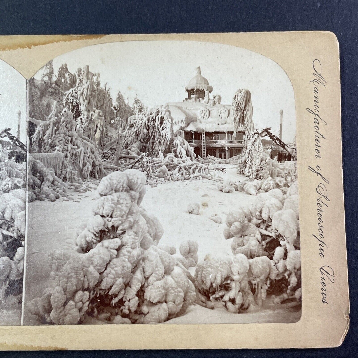 House Covered Severe Ice Storm Stereoview Niagara Falls Ontario c1870s Y1471