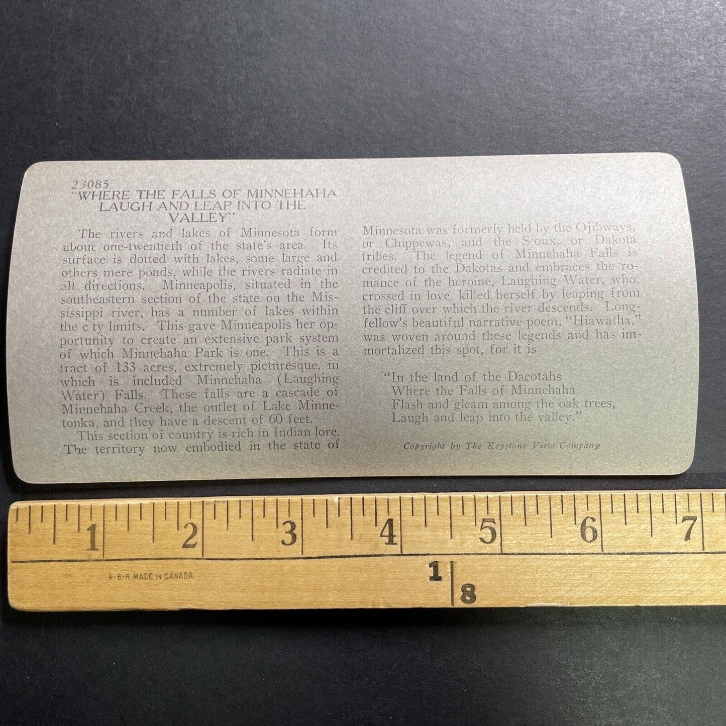 Antique 1918 Minnehaha Falls Minneapolis MN Stereoview Photo Card P1372