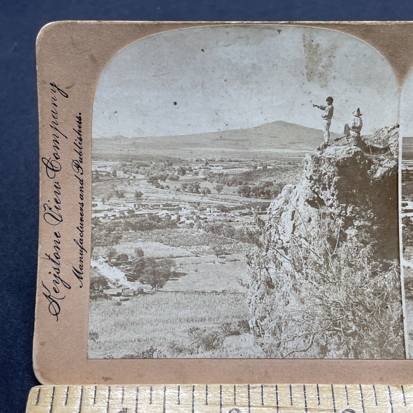 Antique 1900 Boy Tempts Fate Acambaro Mexico Stereoview Photo Card P1892