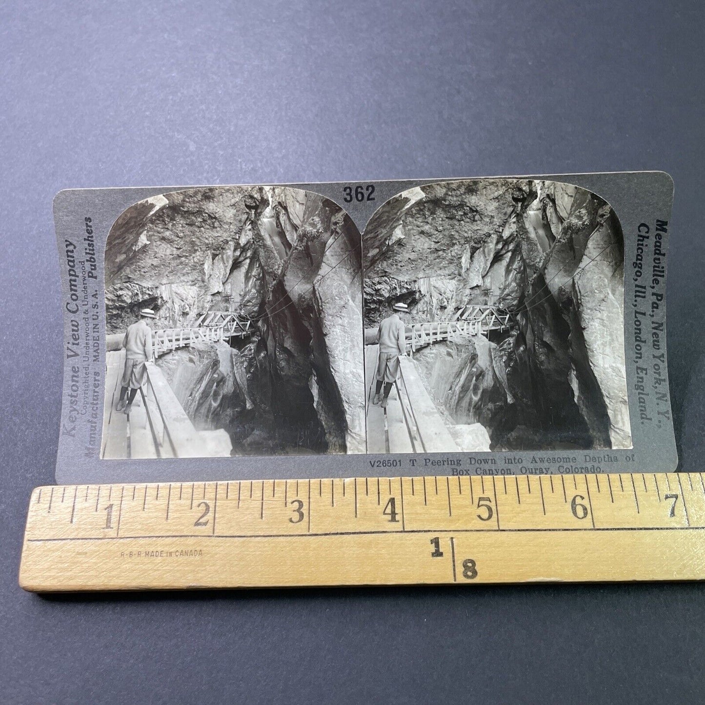 Antique 1910s Cliff Edge Plankway Ouray Colorado Stereoview Photo Card P3211
