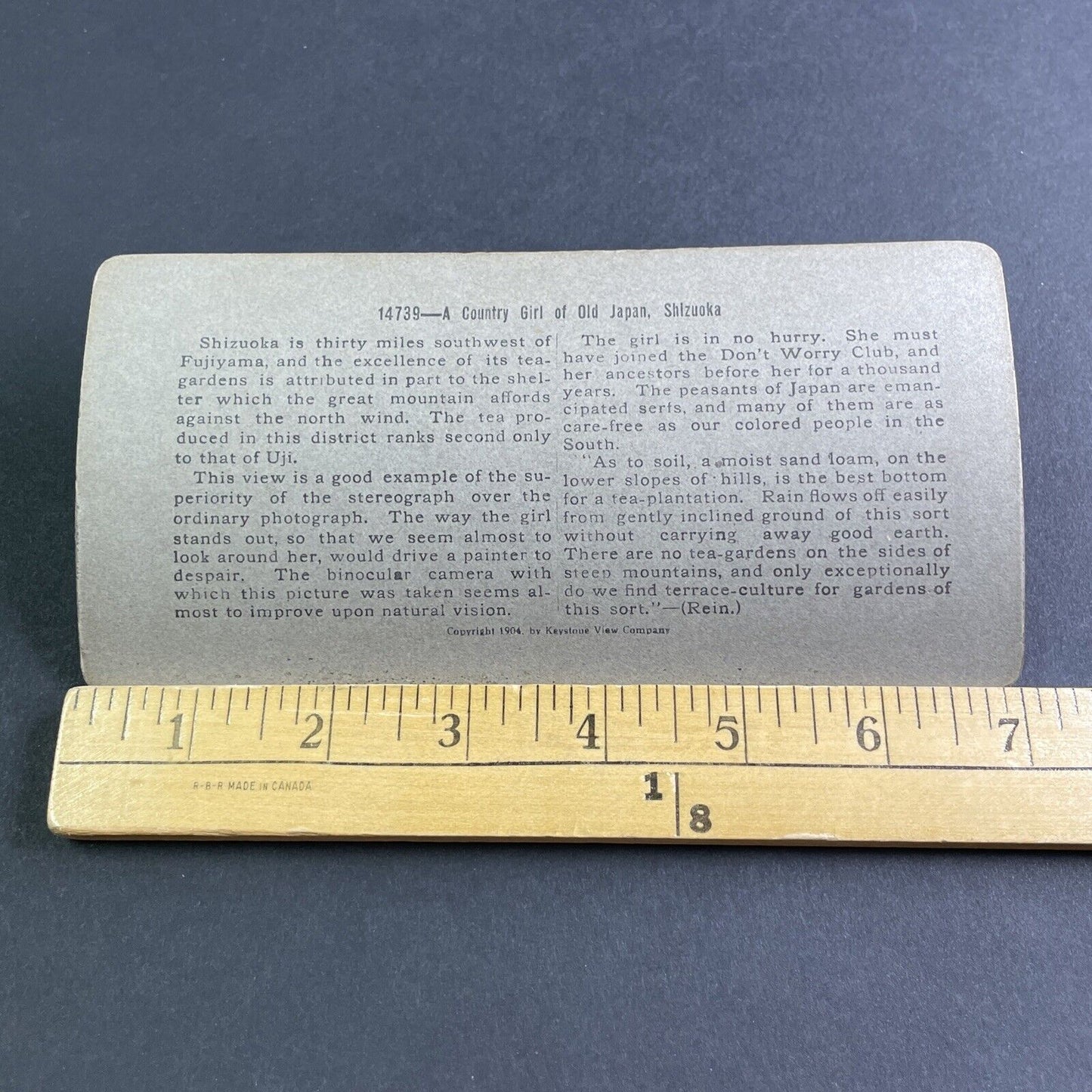 Antique 1904 Young Girl Carrying Tea Shizuoka Japan Stereoview Photo Card P2190