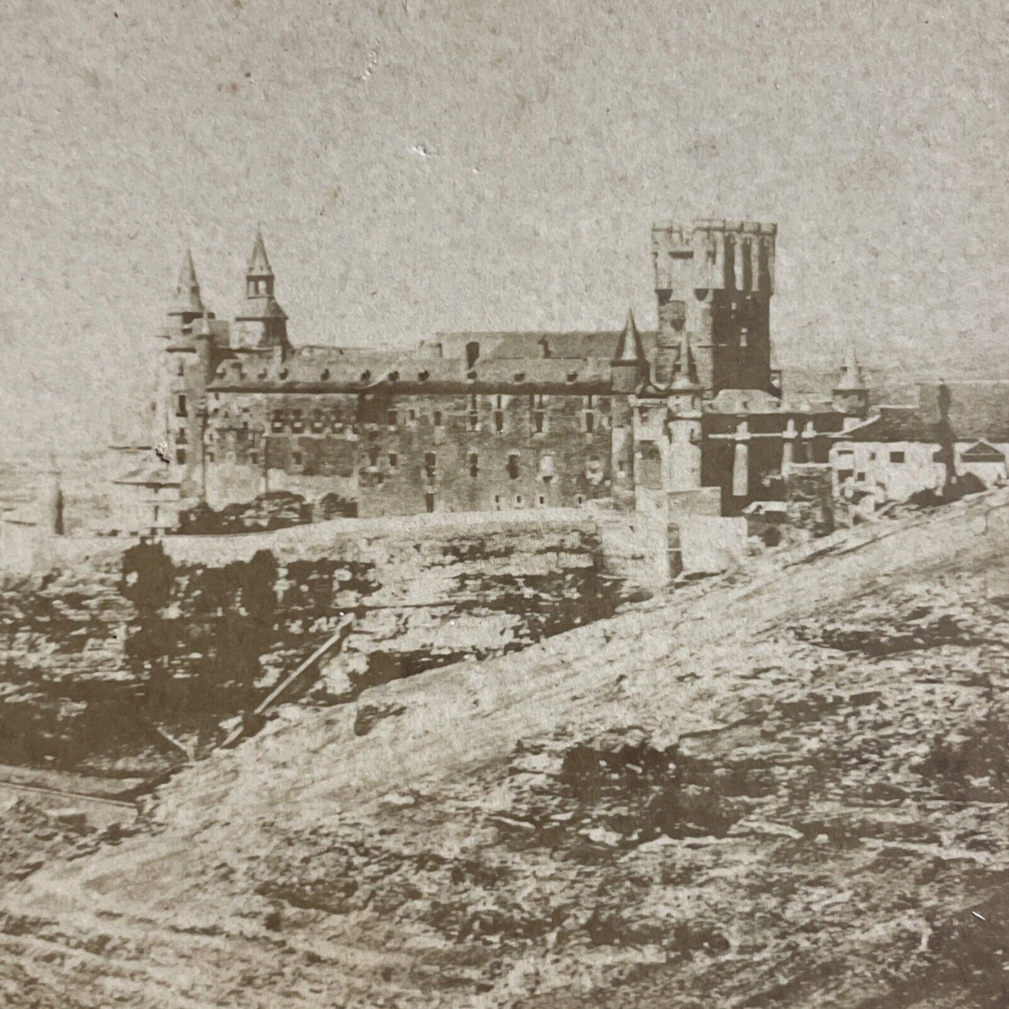 Antique 1870s Alcazar Of Segovia Castle Spain Stereoview Photo Card P5522