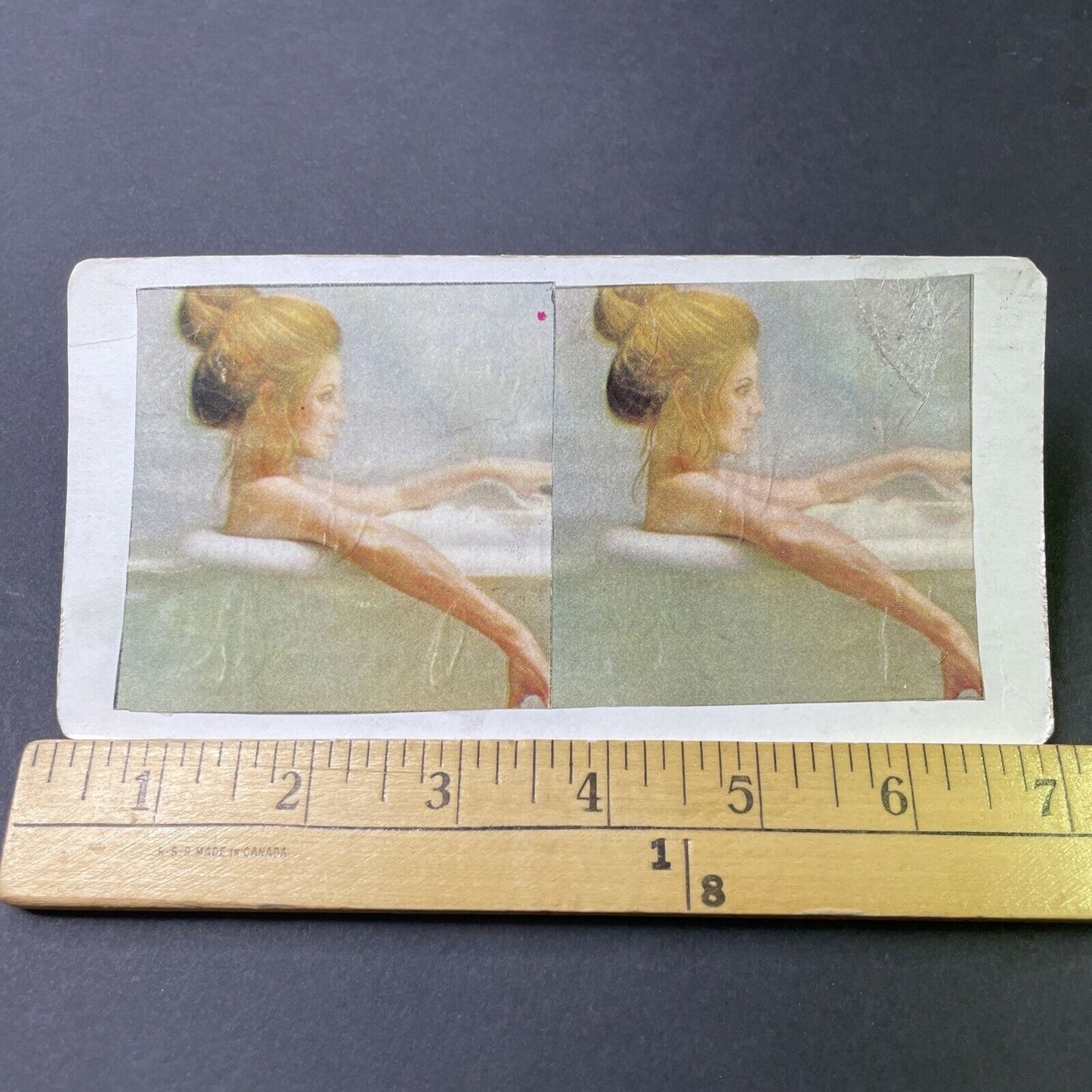 Antique 1890s Woman Taking A Bubble Bath In Bathtub Stereoview Photo Card P3020