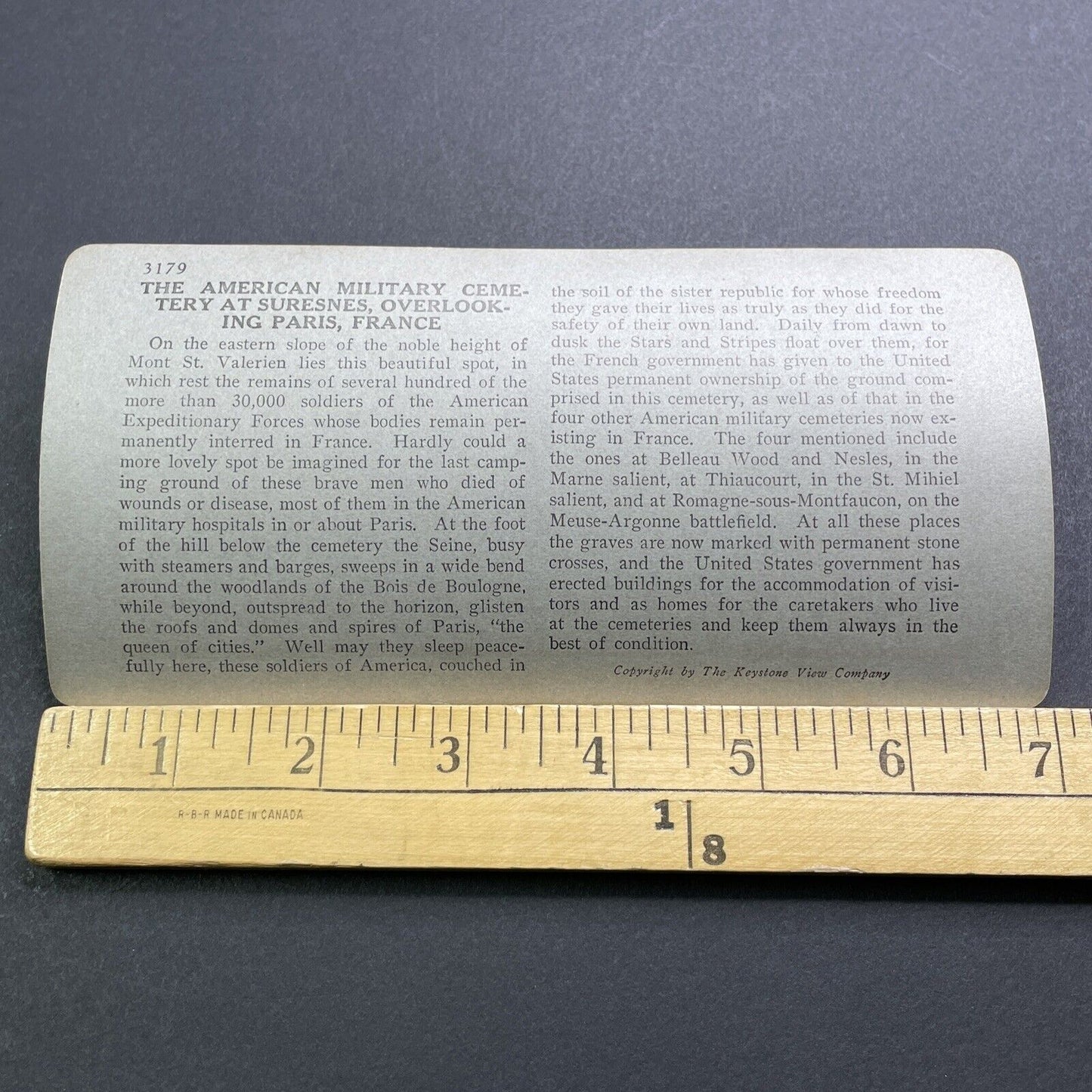 Antique 1919 American Graves Cemetery Paris France Stereoview Photo Card V2848