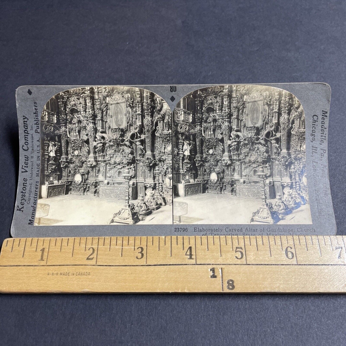 Antique 1920s Tepoztlan Church Carvings Mexico Stereoview Photo Card P4920