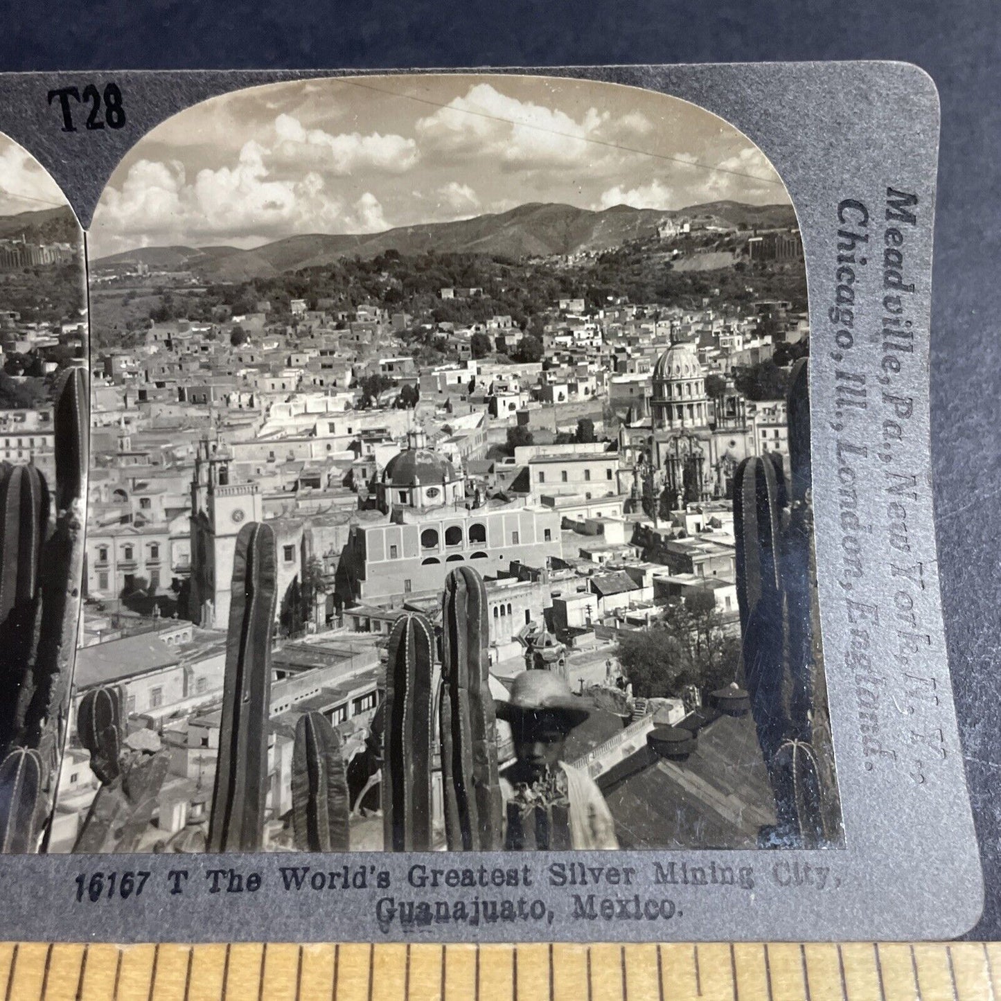 Antique 1910s Guanajuato Silver Mining City Stereoview Photo Card P4443