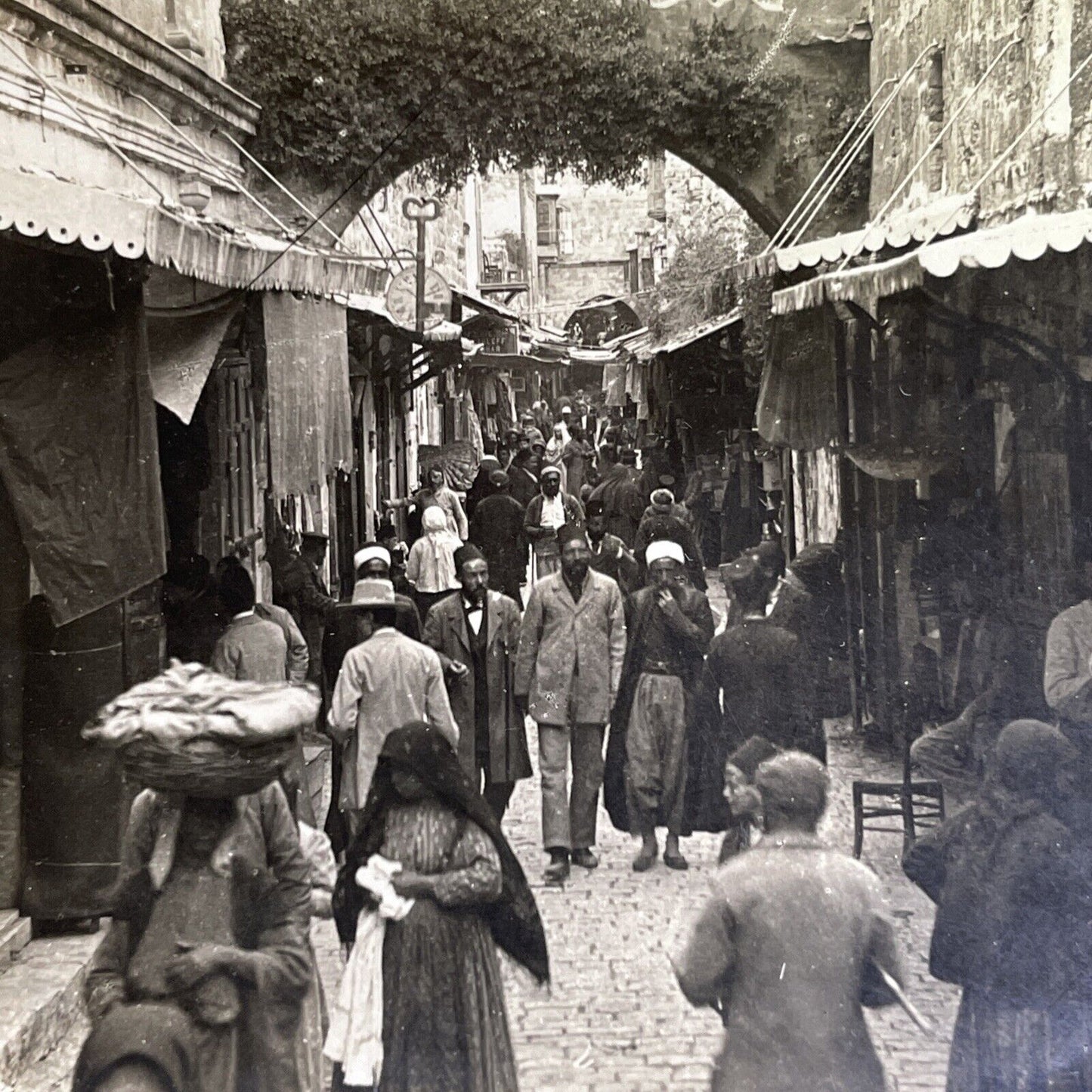 Antique 1918 Christian Street Jerusalem Israel Stereoview Photo Card P1351