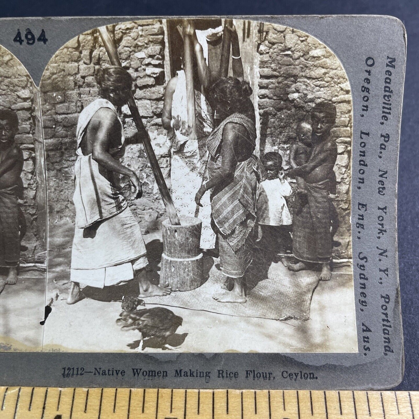 Antique 1901 Native Women And Children In Sri Lanka Stereoview Photo Card P2110