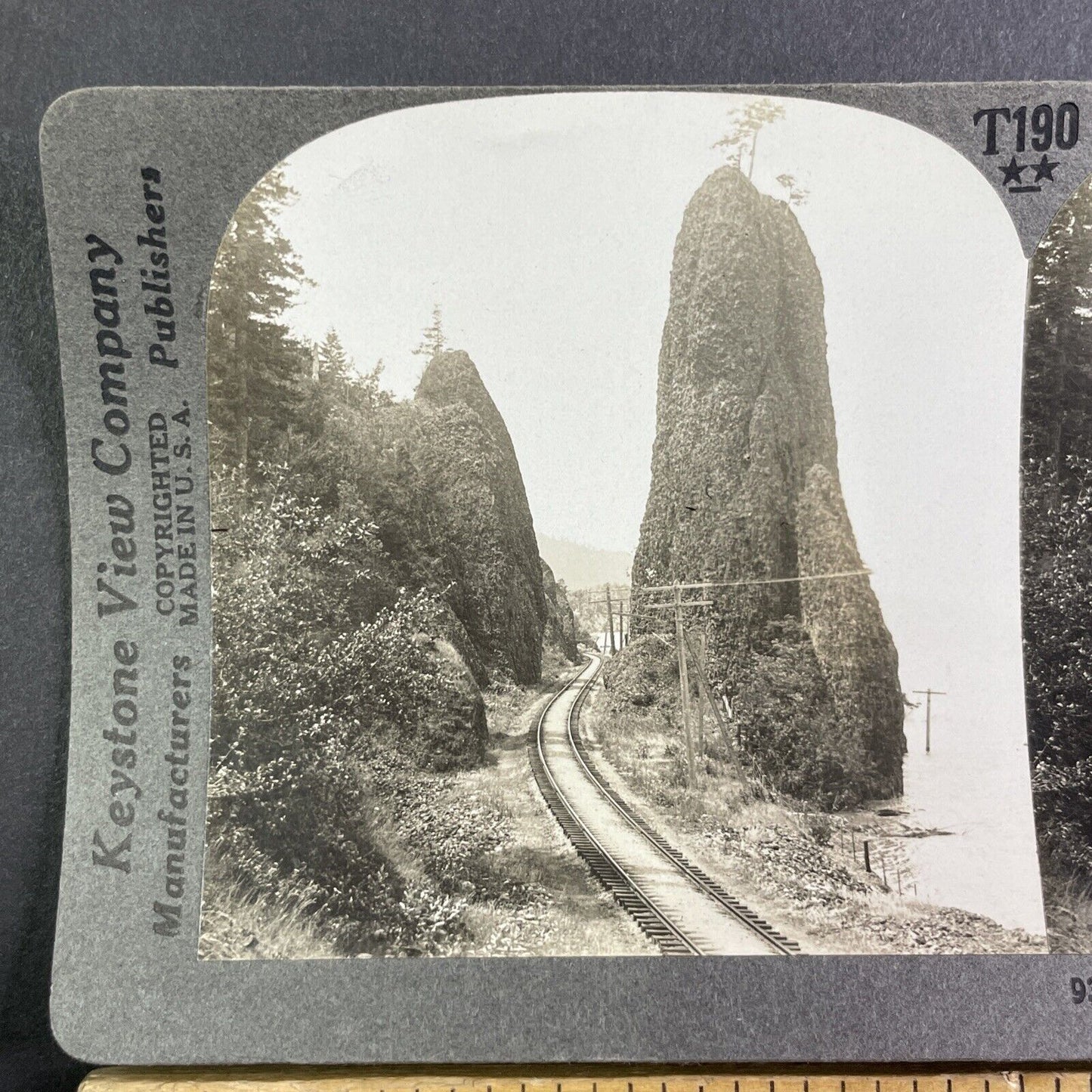 Pillars of Hercules Railroad Pass Oregon Stereoview Antique c1910s Y1184