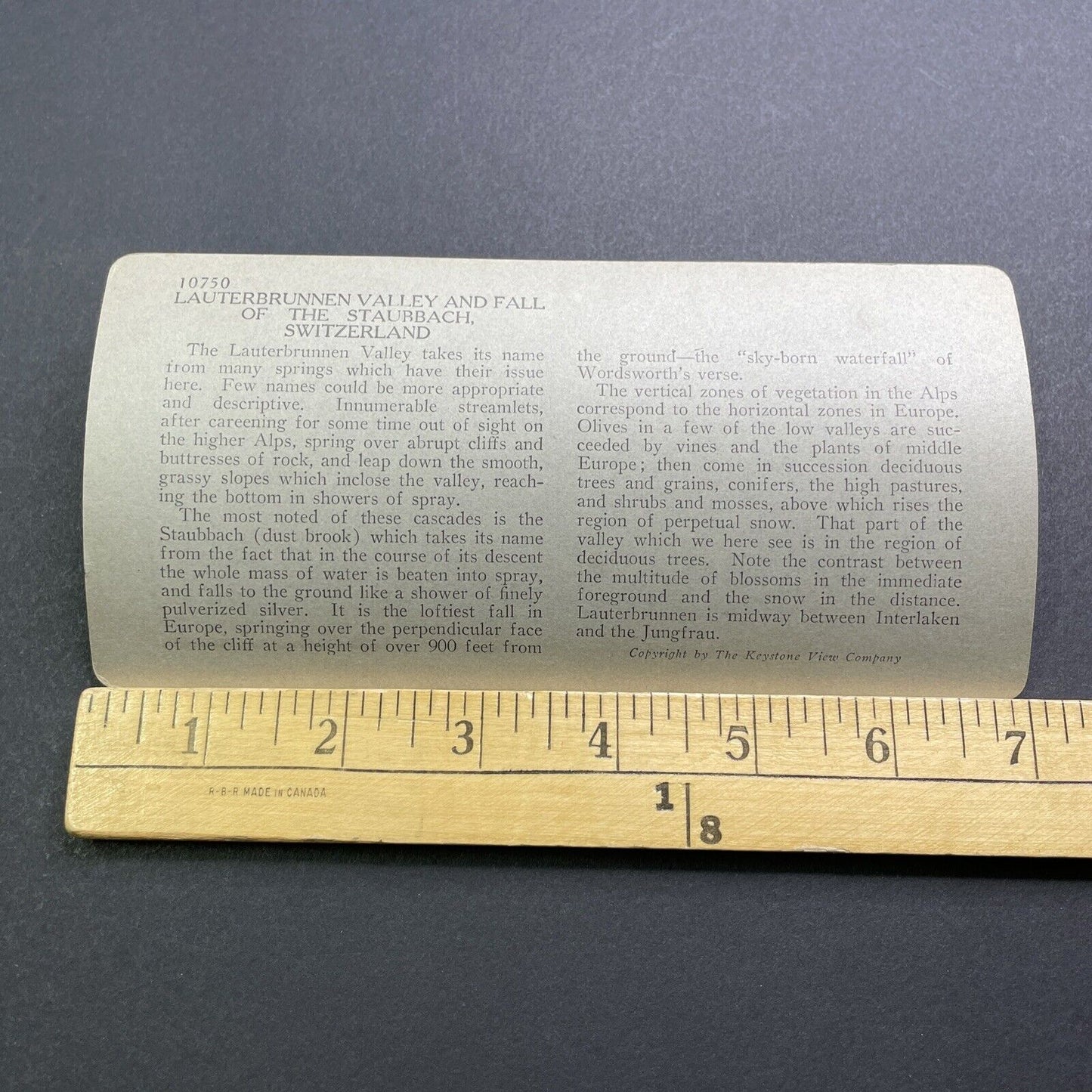 Antique 1909 Lauterbrunnen Switzerland Valley View Stereoview Photo Card V2871