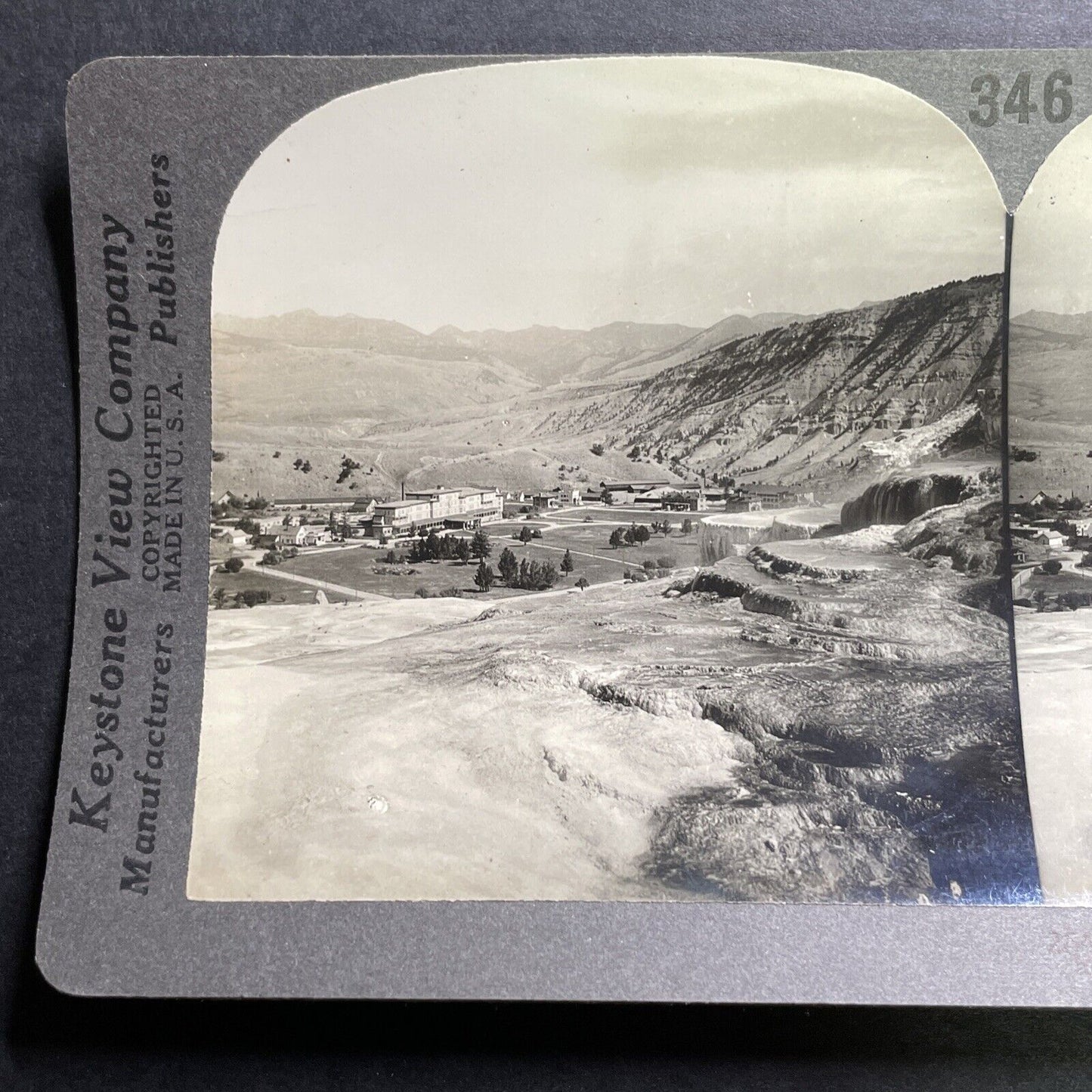 Antique 1920s Mammoth Springs Hotel Wyoming Stereoview Photo Card P1405