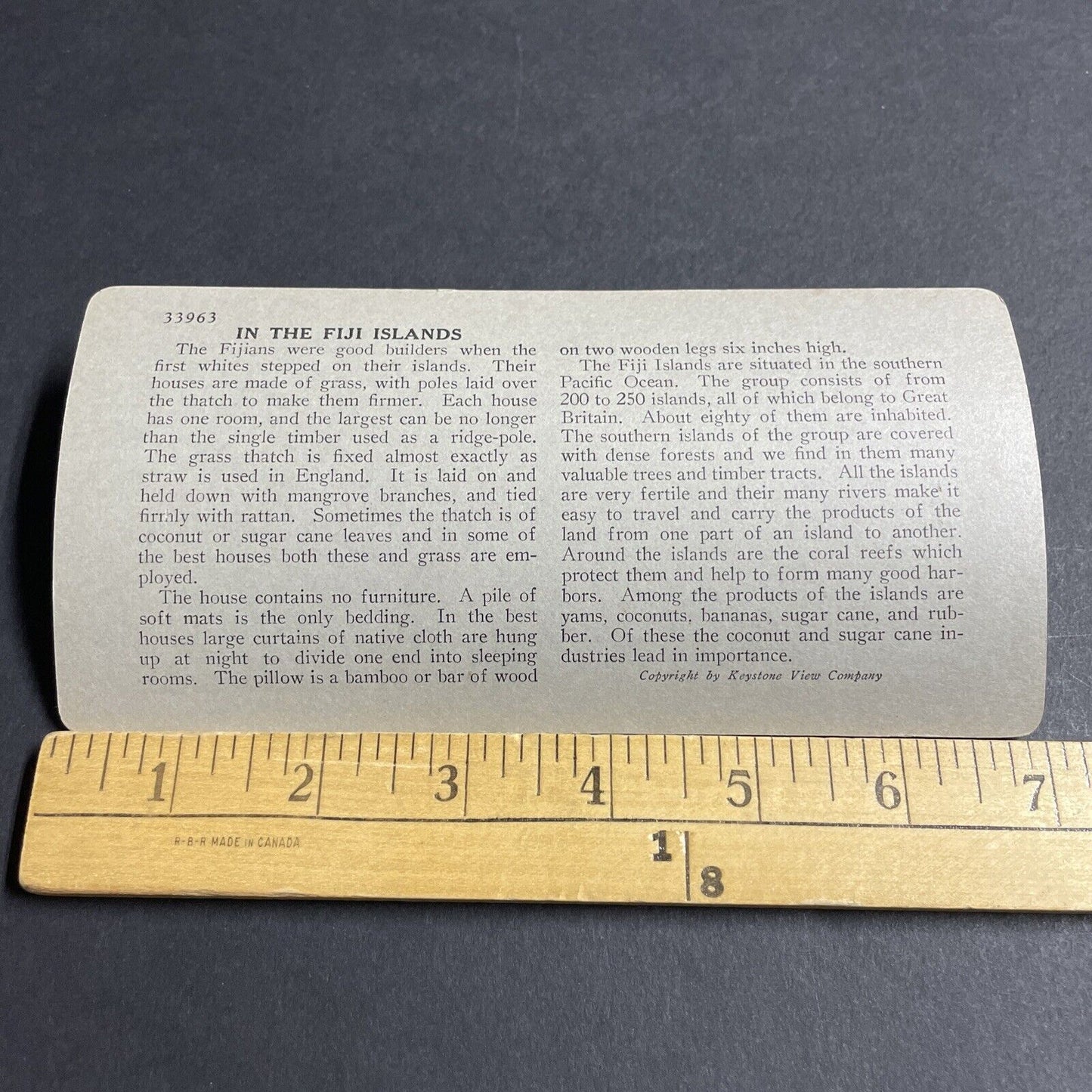 Antique 1909 Native Tribal Tribe Huts Village Fiji Stereoview Photo Card P4568