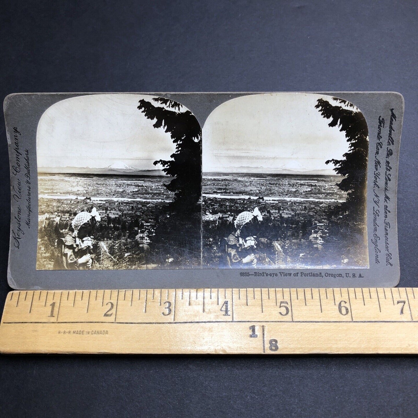 Antique 1898 Portland Oregon City View Birds Eye Stereoview Photo Card P1955