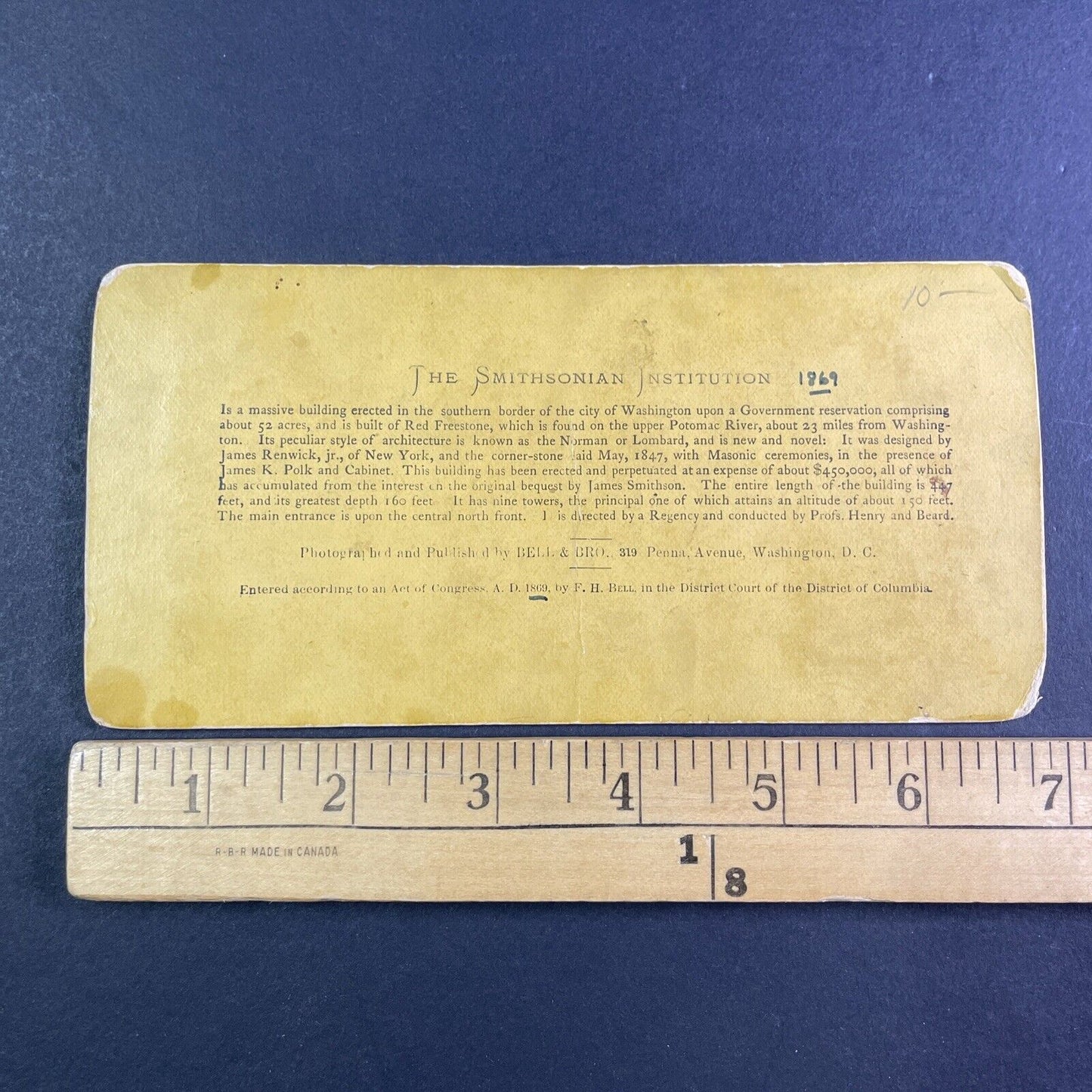 Smithsonian Institution Washington D.C. Stereoview Charles Bell c1869 Y2409