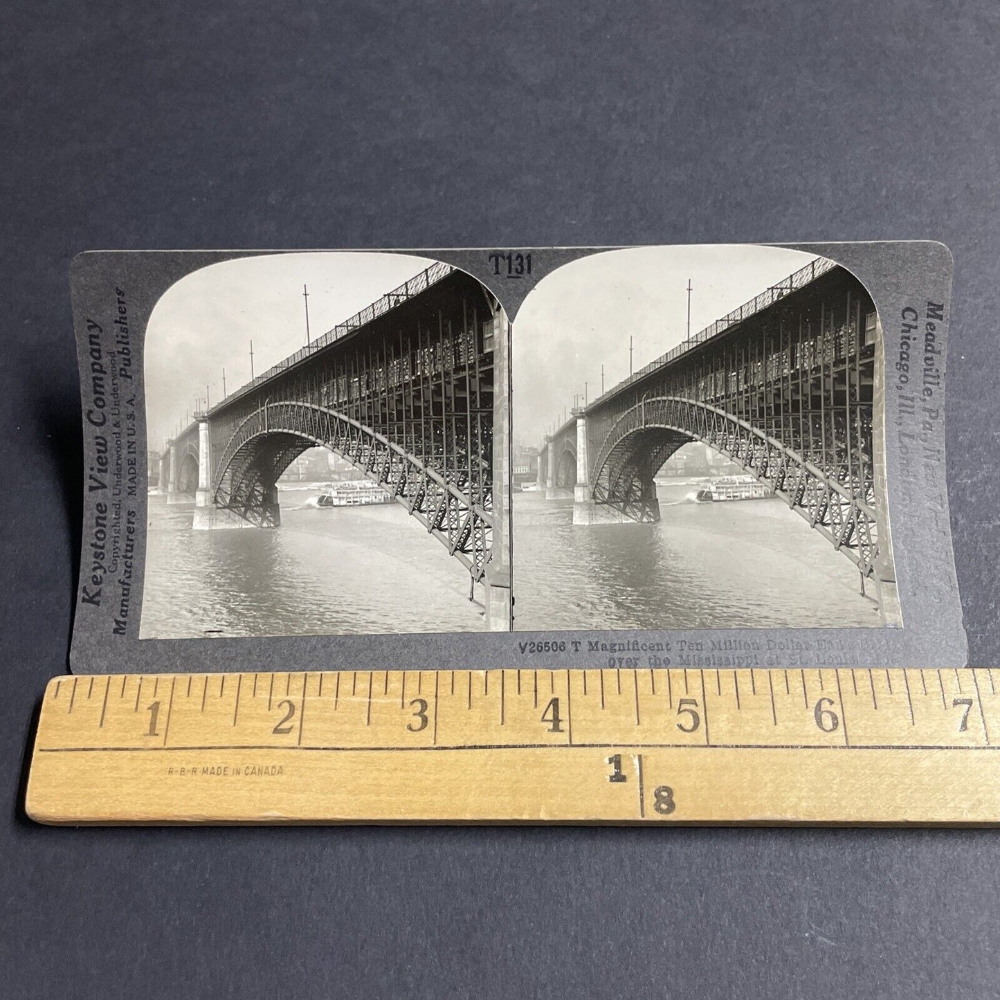 Antique 1910s Ead Bridge St. Louis Missouri Stereoview Photo Card P4829