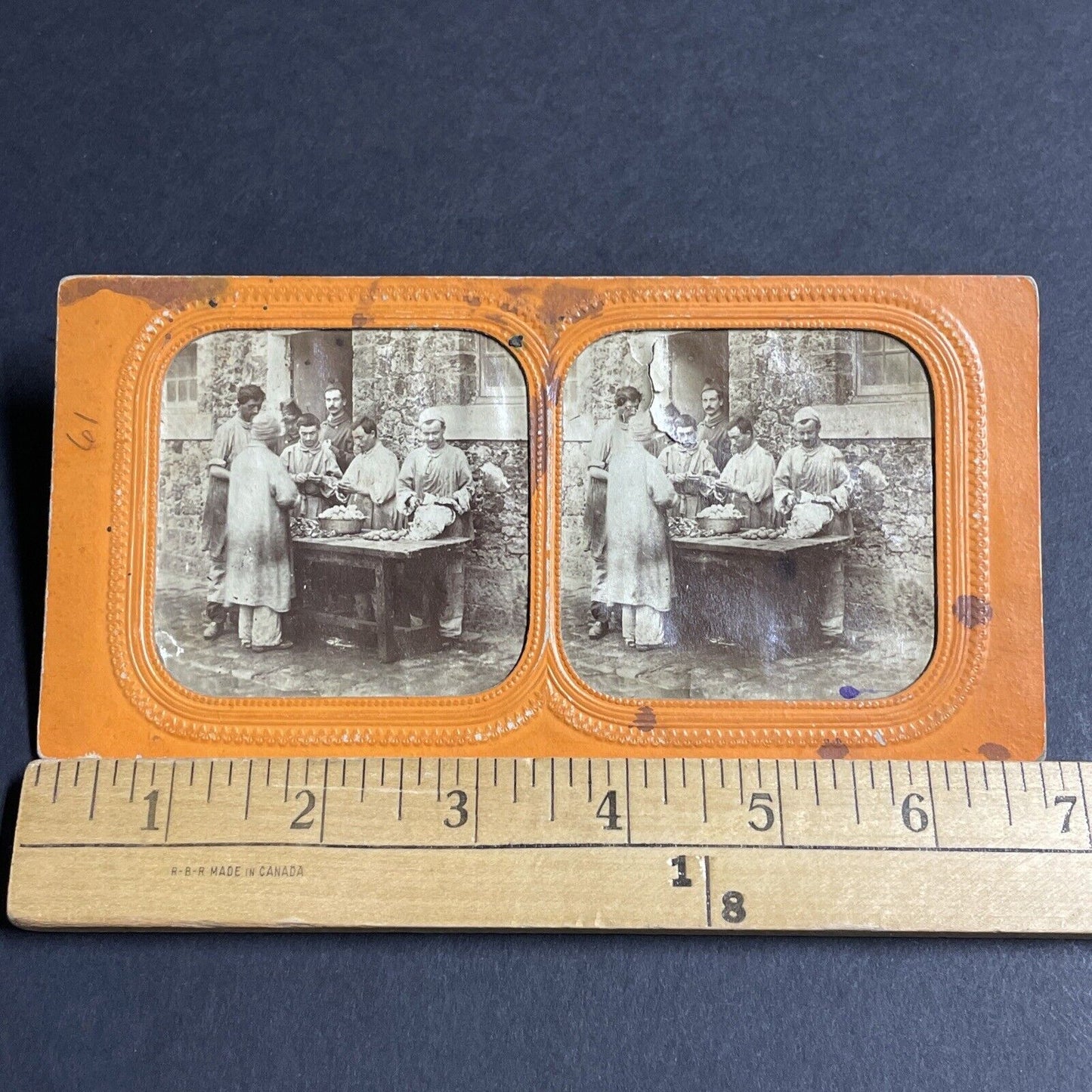 Antique 1860s Prisoners In France French Tissue Stereoview Photo Card P4181