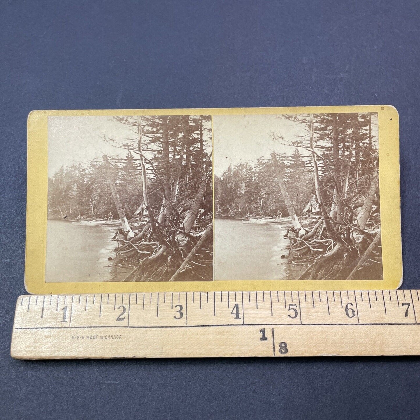 Antique 1860s Hillsborough New Hampshire Shoreline Stereoview Photo Card V2089