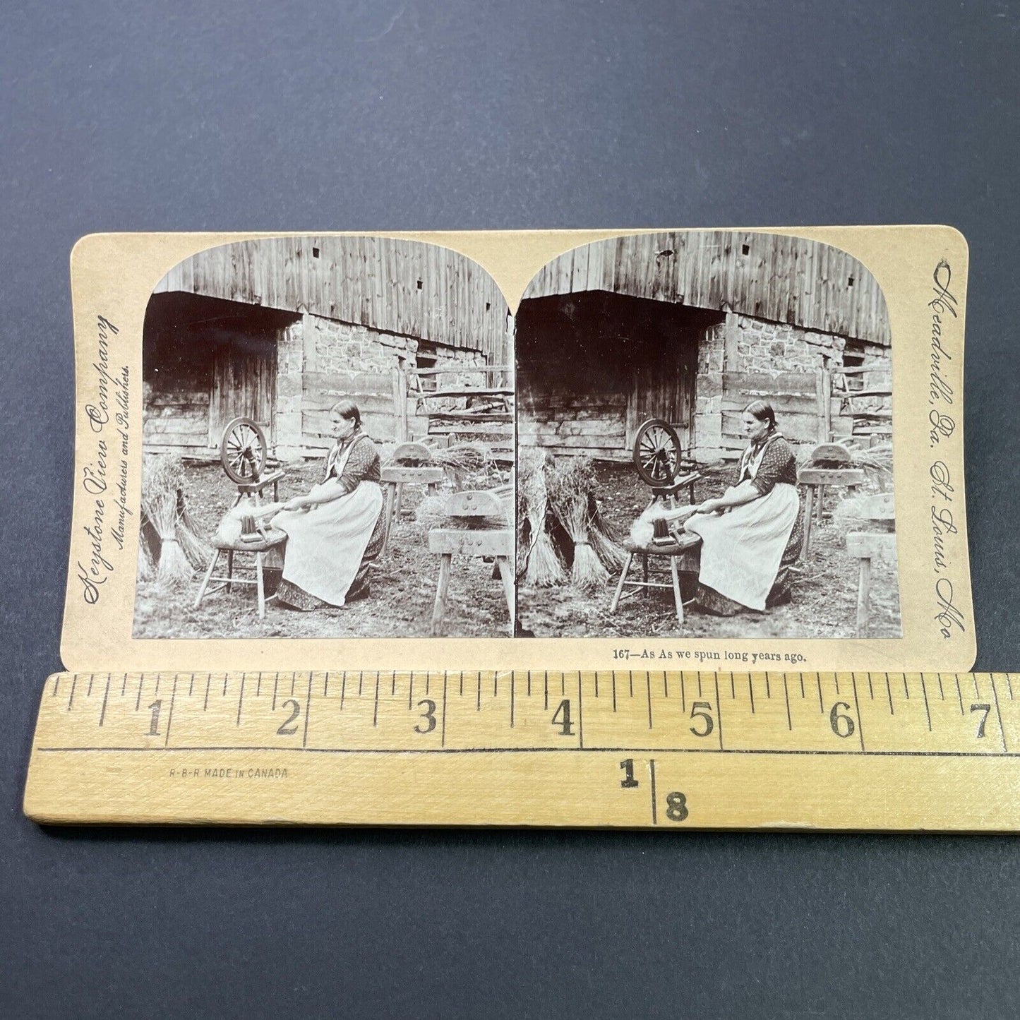 Antique 1880s Woman Spins Wool St. Louis Missouri Stereoview Photo Card P3115