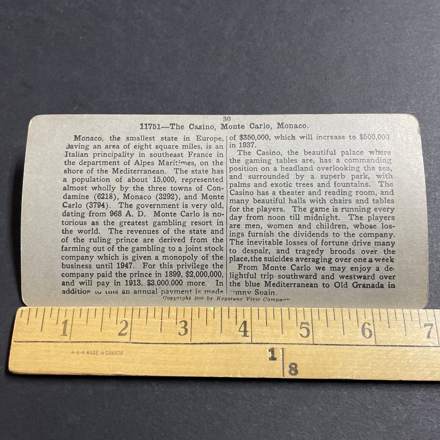 Antique 1909 The Poker Casino In Monte Carlo Monaco Stereoview Photo Card P5176
