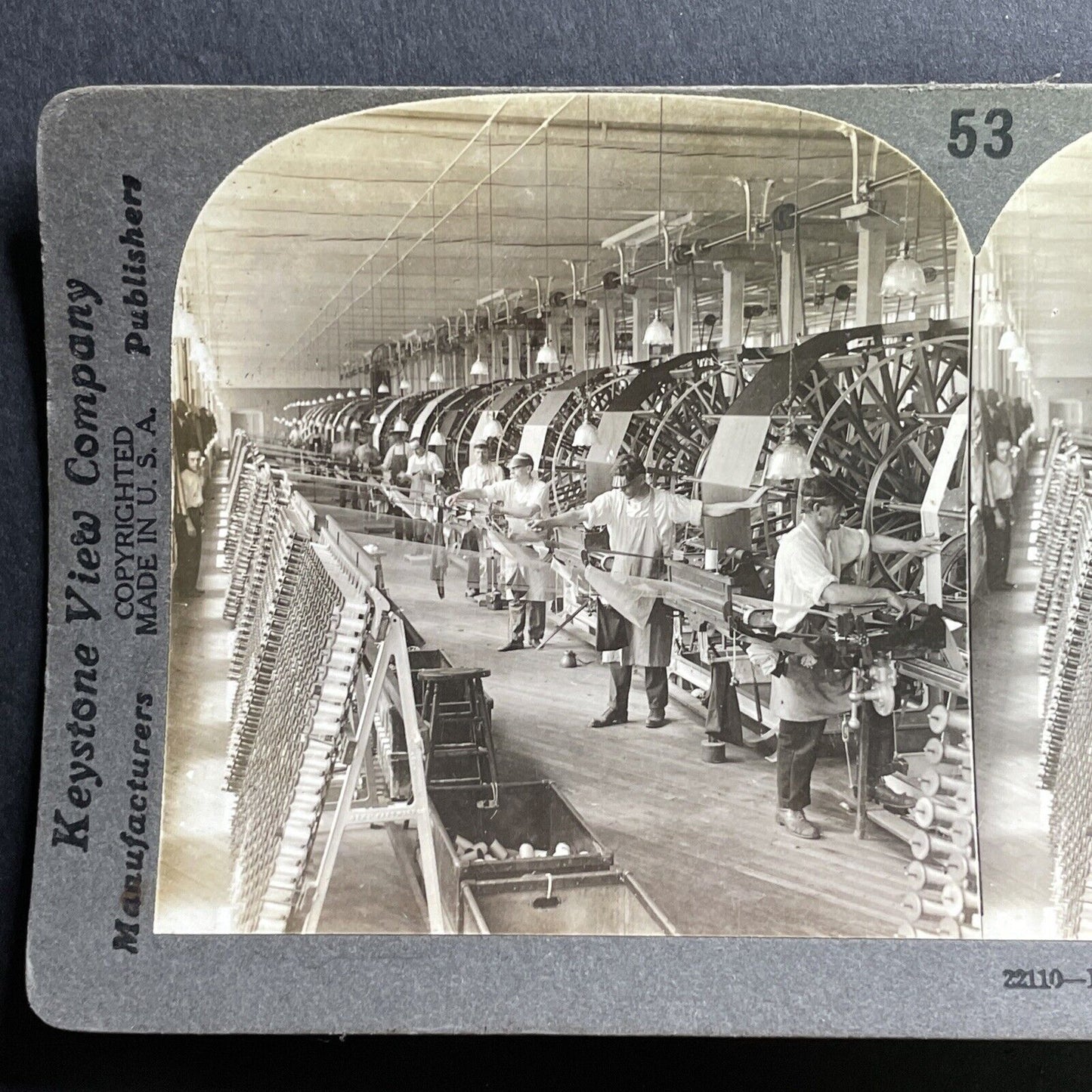 Antique 1909 Silk Factory Paterson New Jersey Stereoview Photo Card P1778