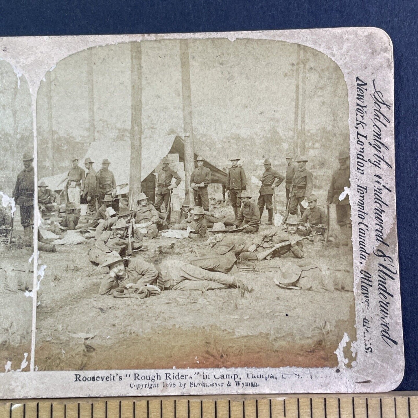 1st United States Cavalry Regiment Rough Riders Stereoview Antique c1898 X3519