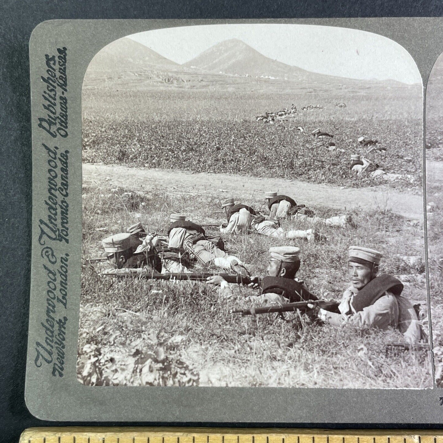 Japanese Marksmen Soldiers Stereoview Russo-Sino War Antique c1905 X4206