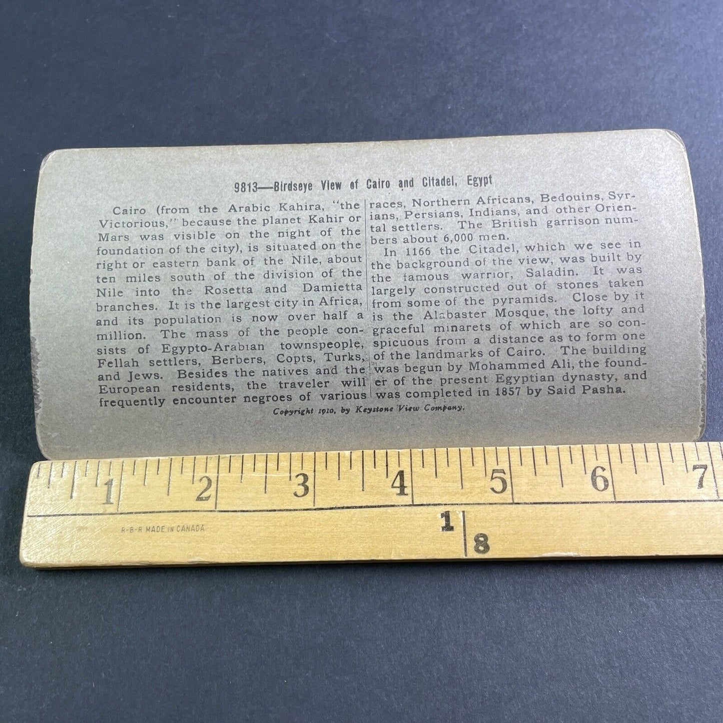 Antique 1900 City Of Cairo Egypt And Citadel Stereoview Photo Card P2202