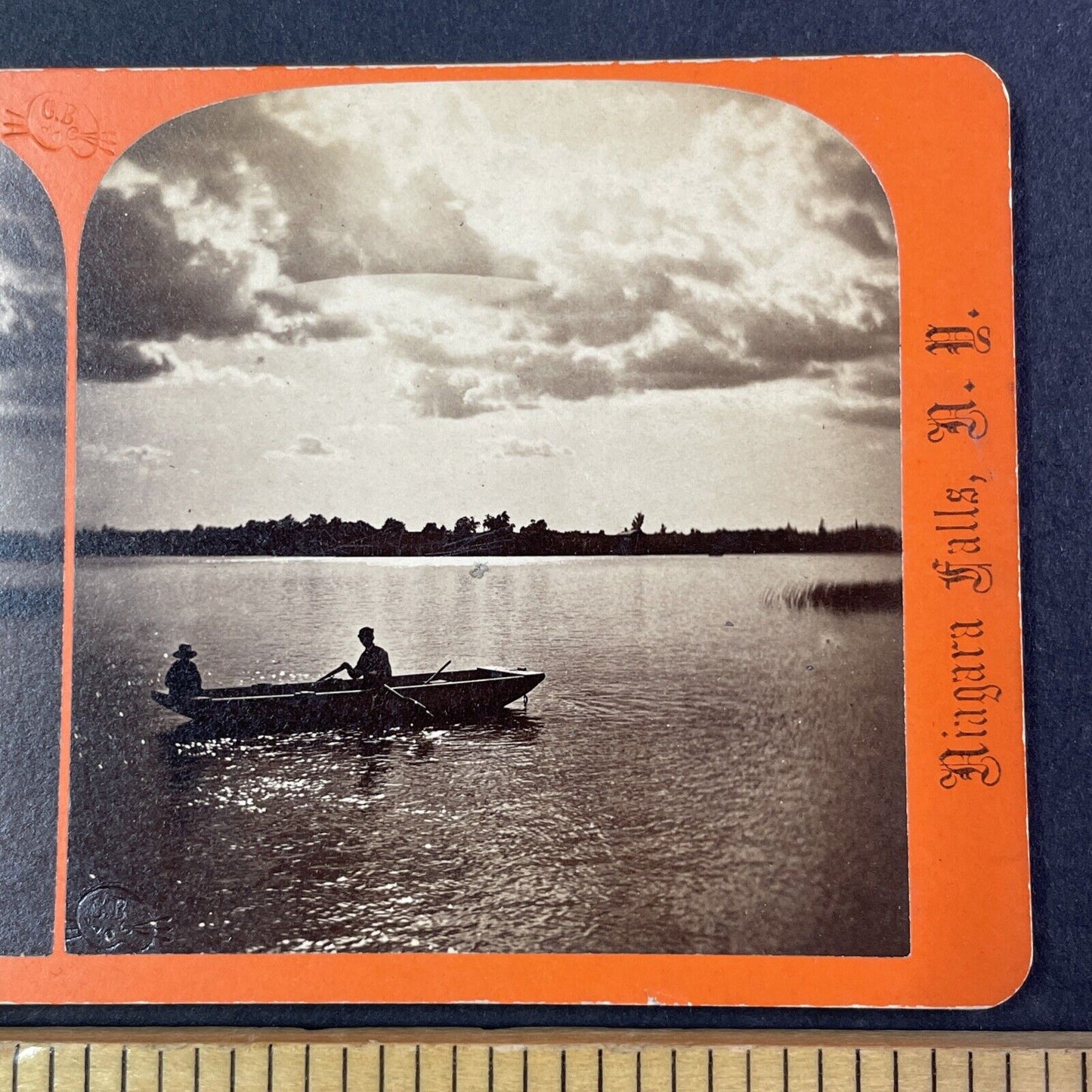 Navy Island Boating Chippawa Ontario Stereoview Charles Bierstadt c1870s Y1841