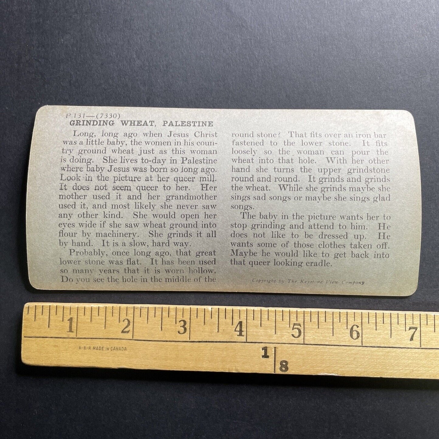 Antique 1918 Palestinian Wheat Grinding Technique Stereoview Photo Card P1726