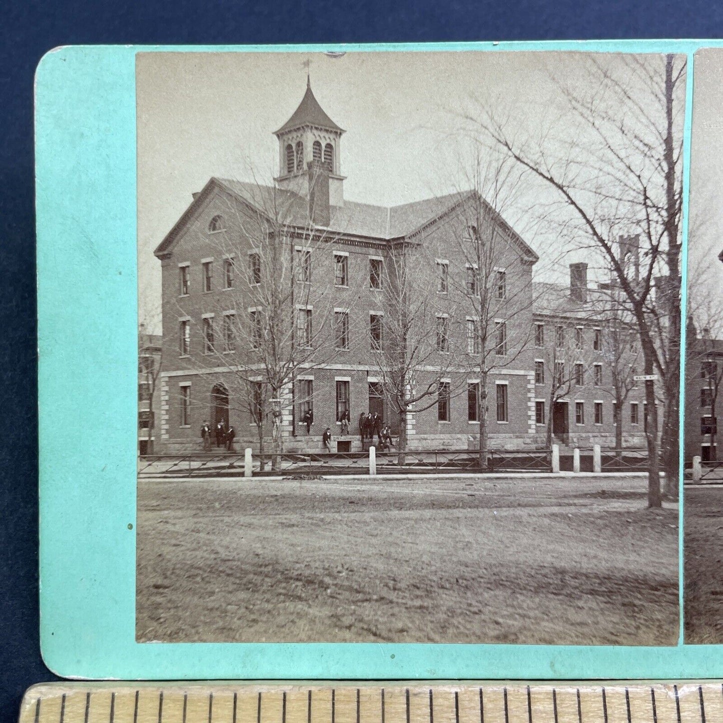 Antique 1870s Williston Chinese School Easthampton MA Stereoview Photo Card V463
